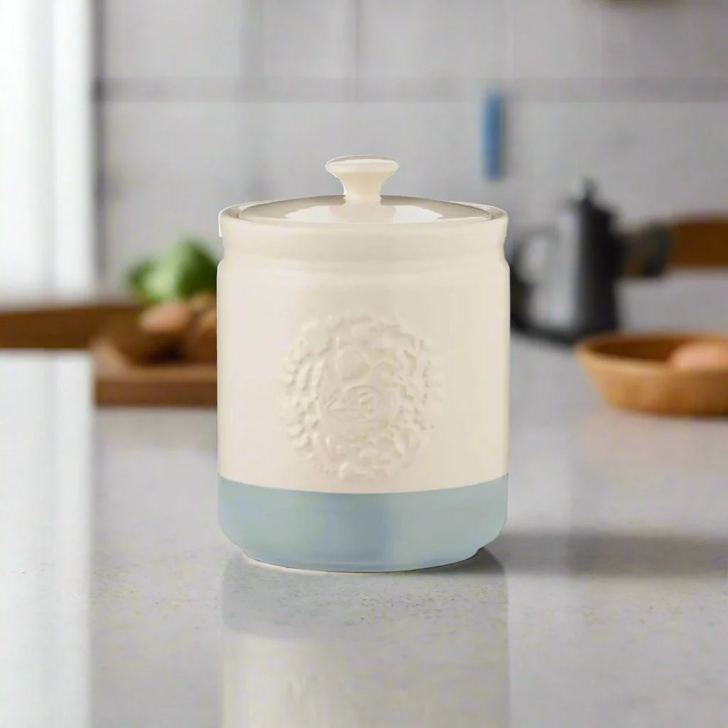 Mason Cash Stoneware Home To Roost 16cm x 11.5cm Storage Jar - Cream & Blue - Image 2