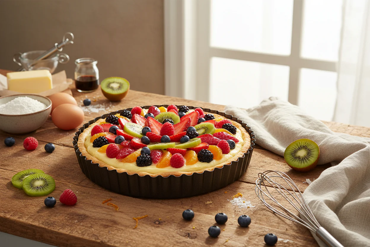 Masterclass Non-Stick Loose Base Round Fluted Flan Tin - 20cm - Image 3
