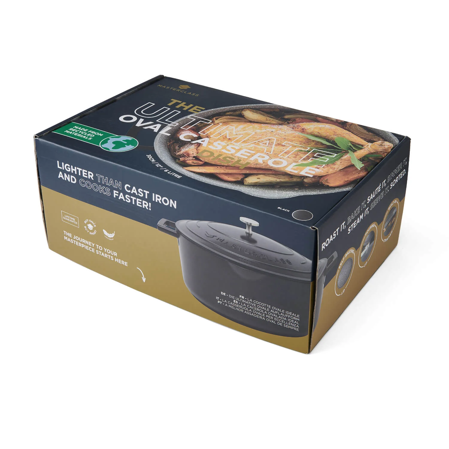 Masterclass Cast Aluminium 30cm Lightweight Ultimate Oval Casserole Dish - Black - Image 5