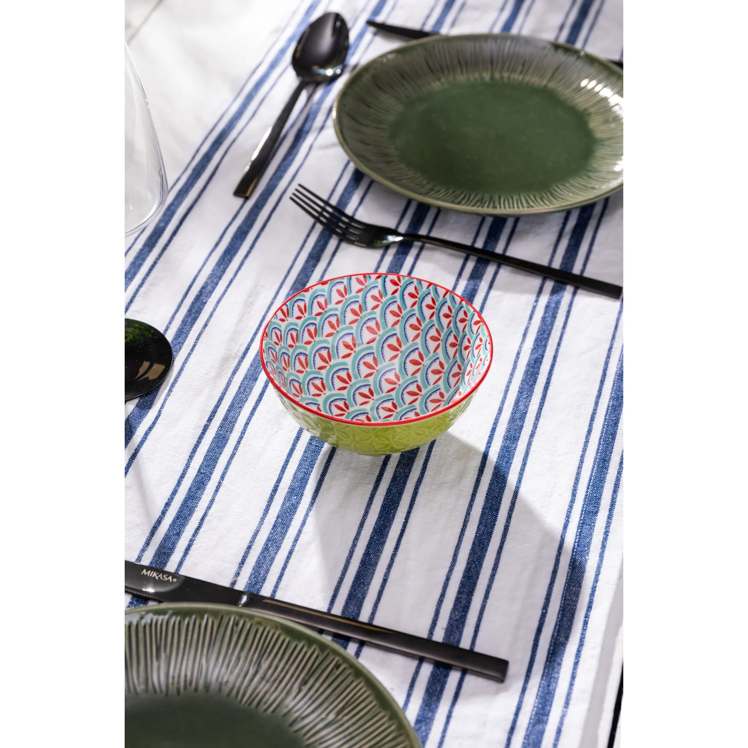 Mikasa 12cm Stoneware Nibble Bowl - Blue/Green Geometric - Image 7