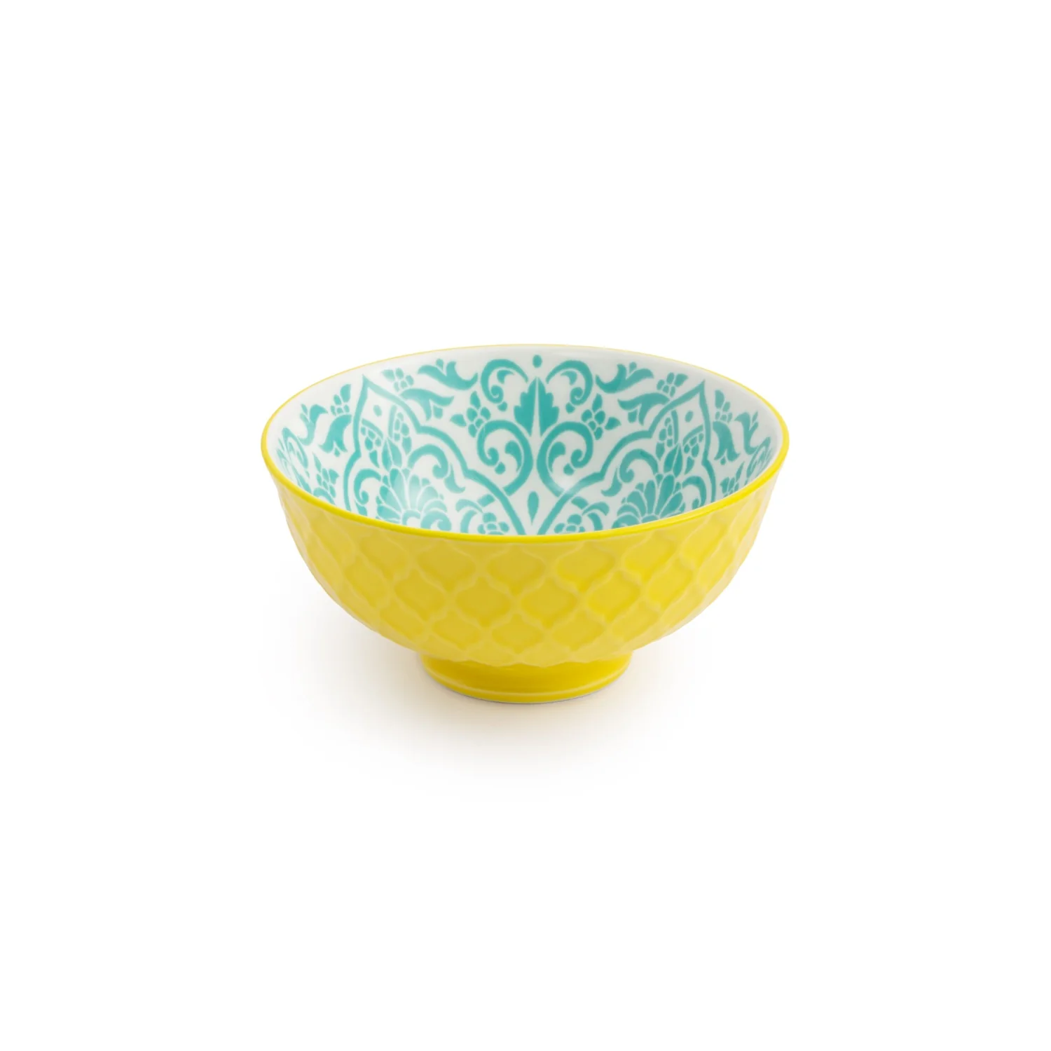 Mikasa 12cm Stoneware Nibble Bowl - Blue/Yellow Geometric
