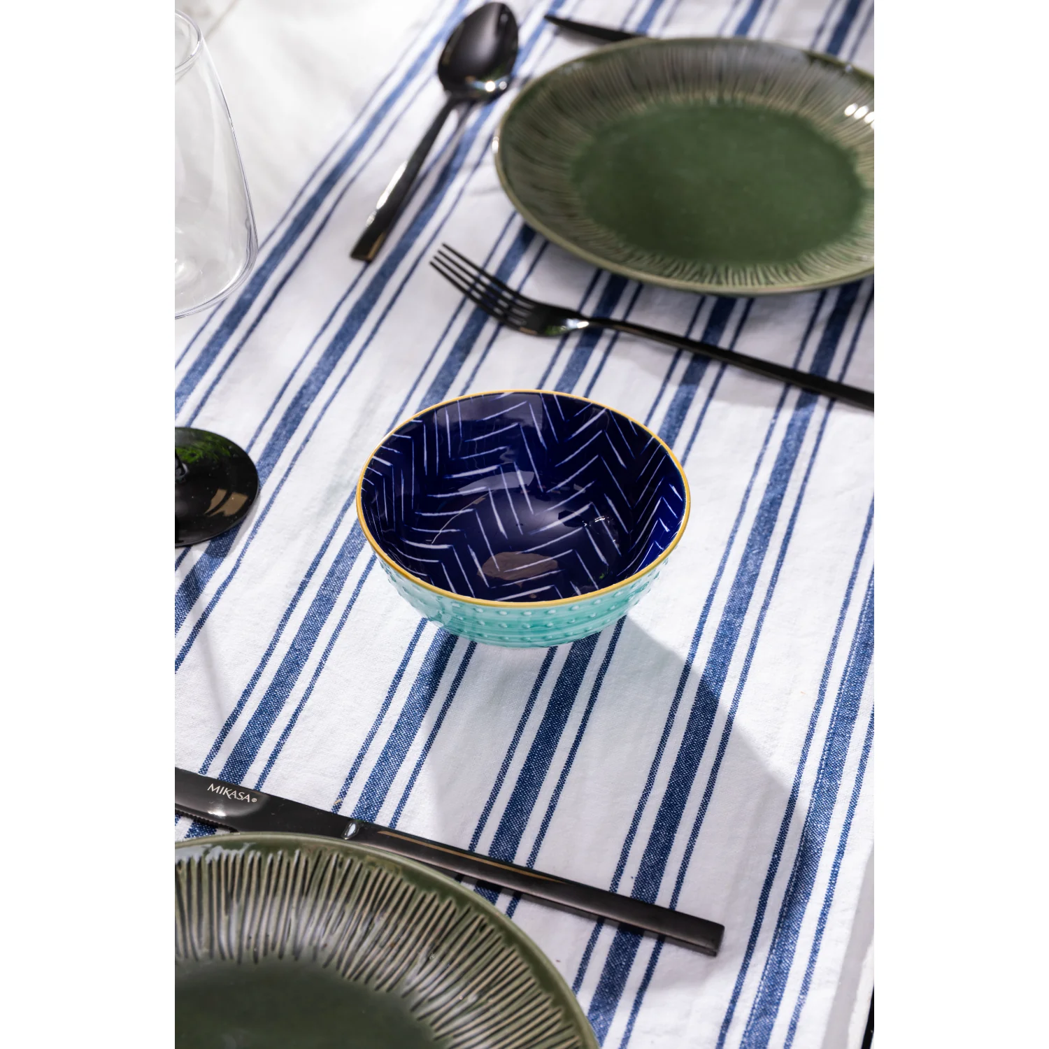 Mikasa 12cm Stoneware Nibble Bowl - Indigo Chevron - Image 7