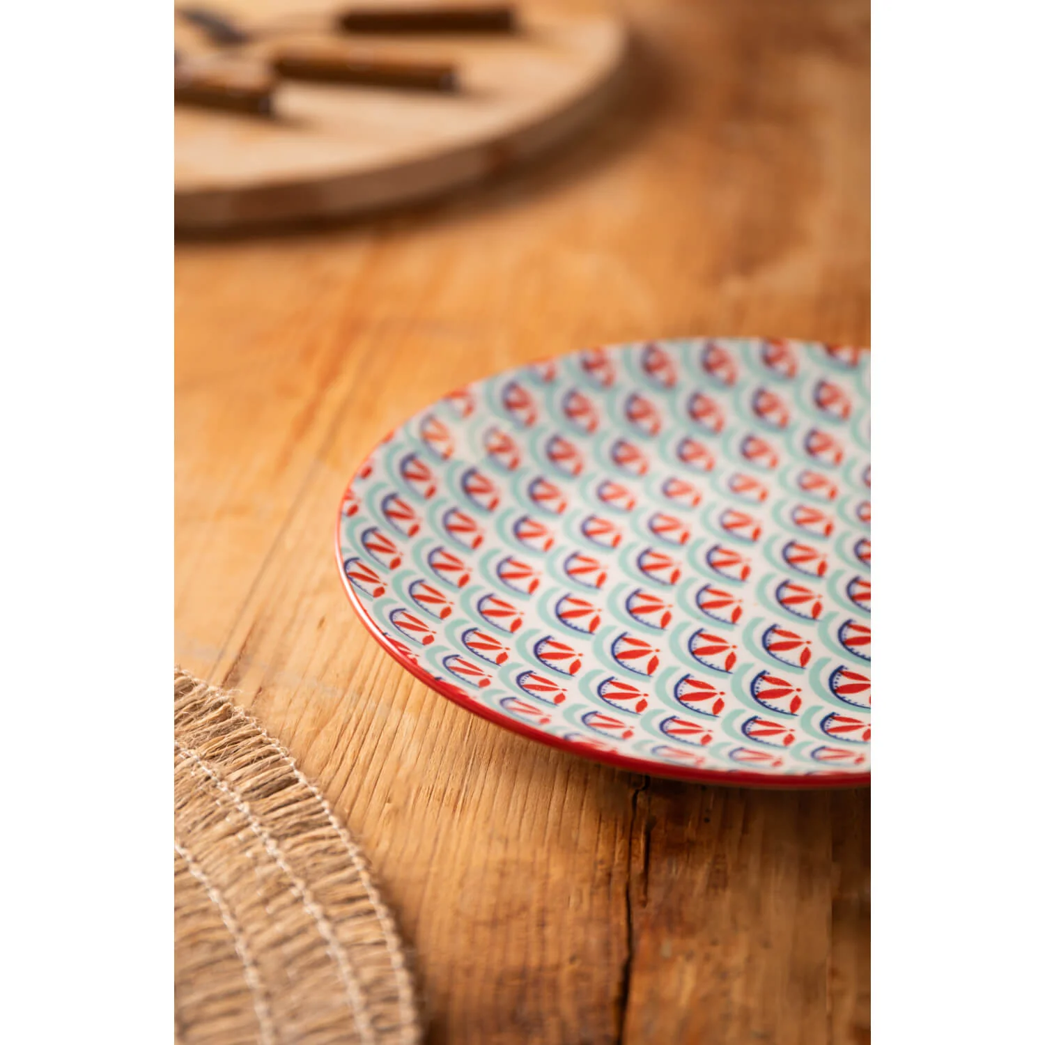 Mikasa 18cm Stoneware Small Plate - Blue/Green Geometric - Image 8