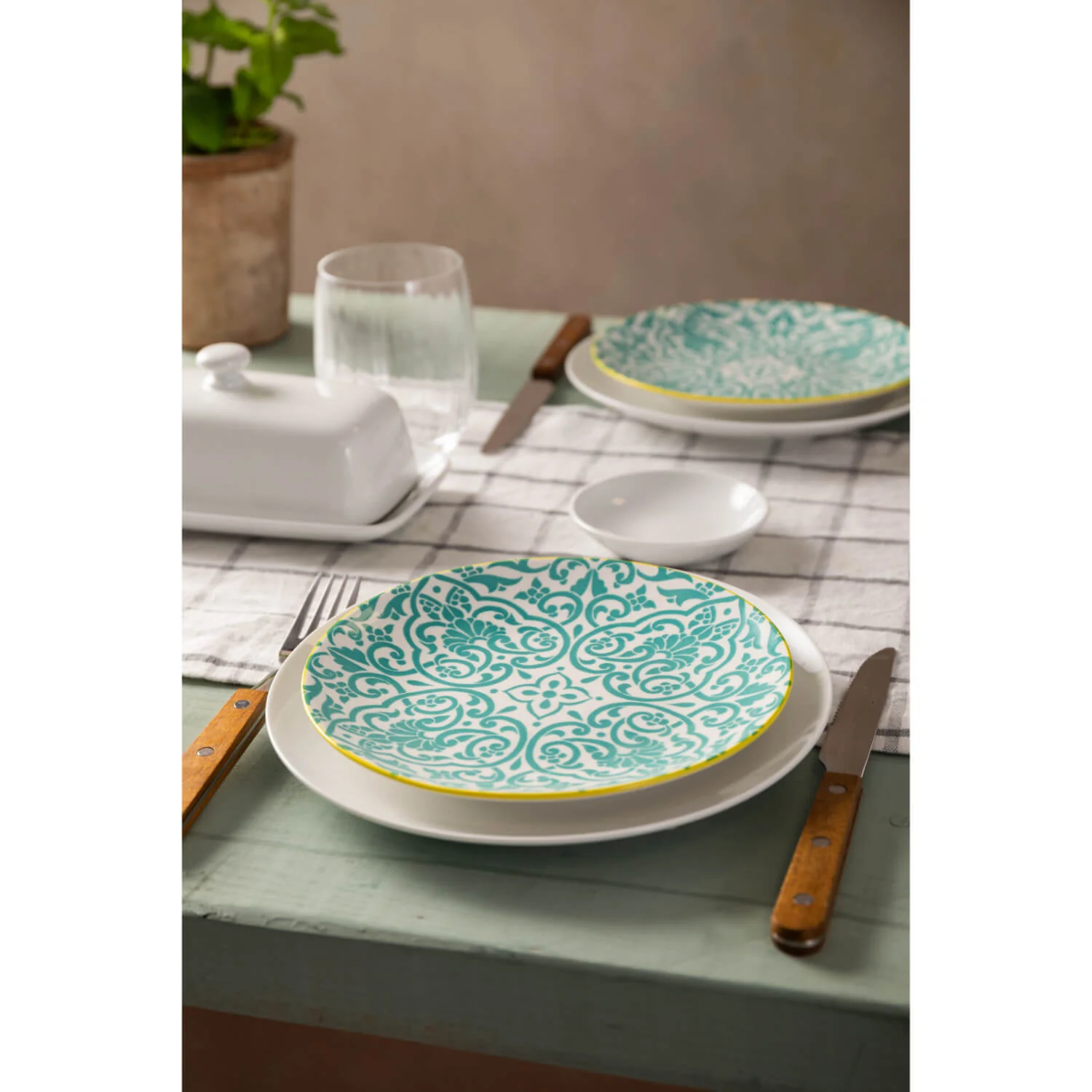 Mikasa 18cm Stoneware Small Plate - Blue/Yellow Geometric - Image 6
