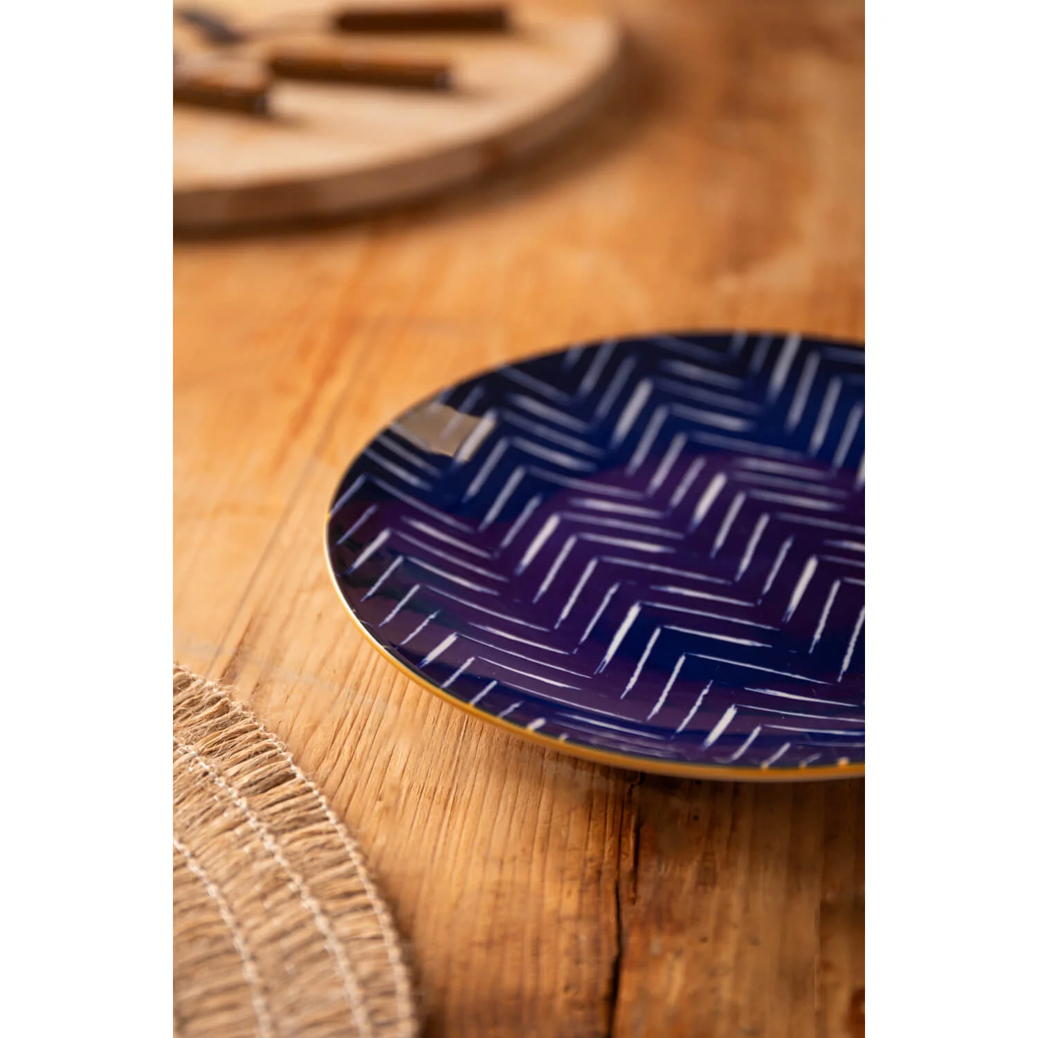 Mikasa 18cm Stoneware Small Plate - Indigo Chevron - Image 7