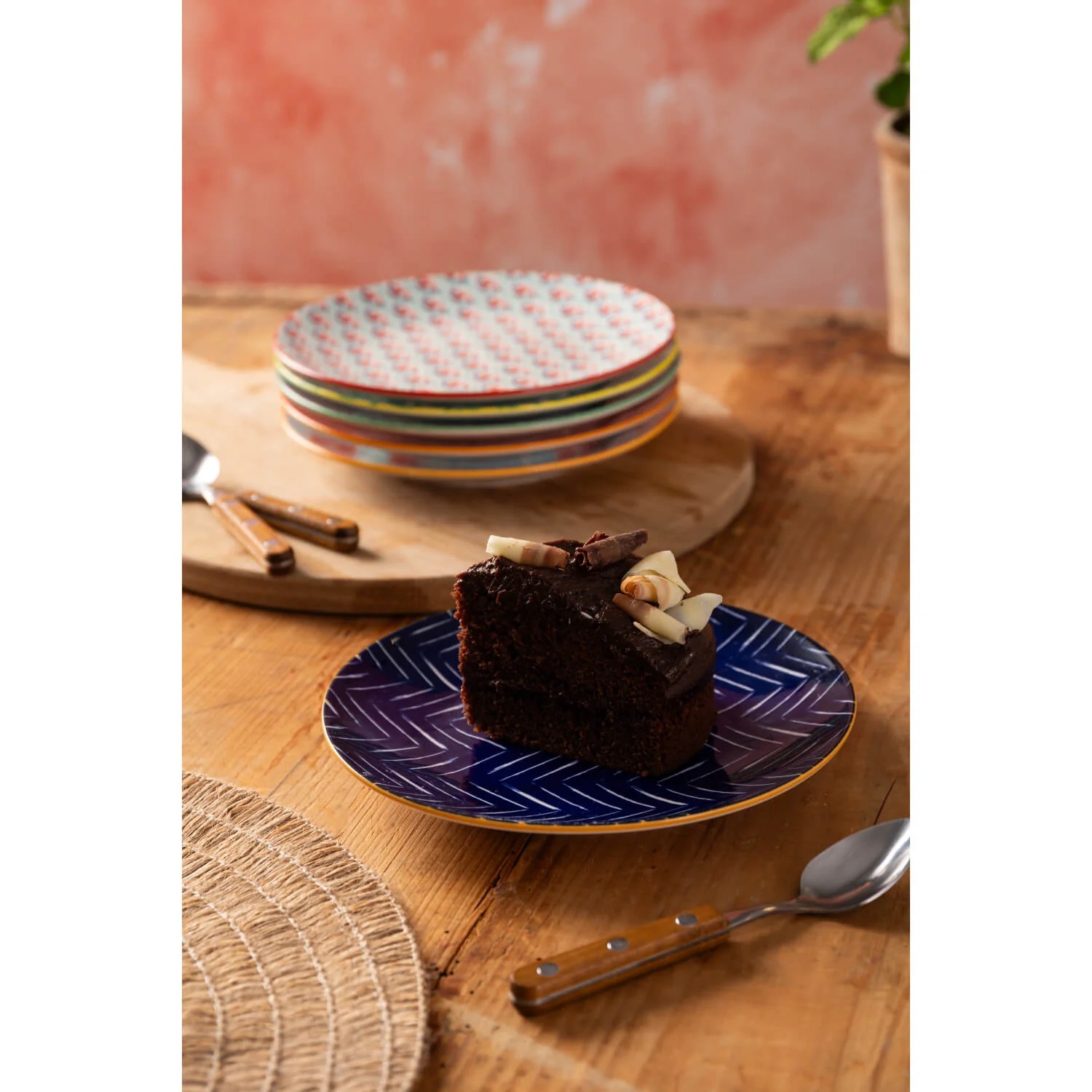 Mikasa 18cm Stoneware Small Plate - Indigo Chevron - Image 8