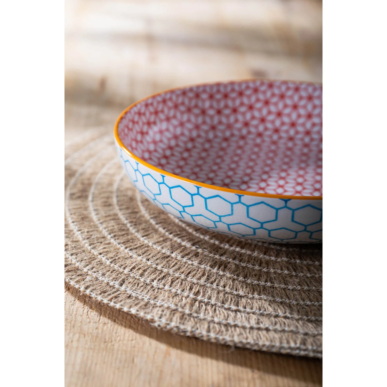 Mikasa 21cm Stoneware Pasta Bowl - Geometric Blue - Image 4