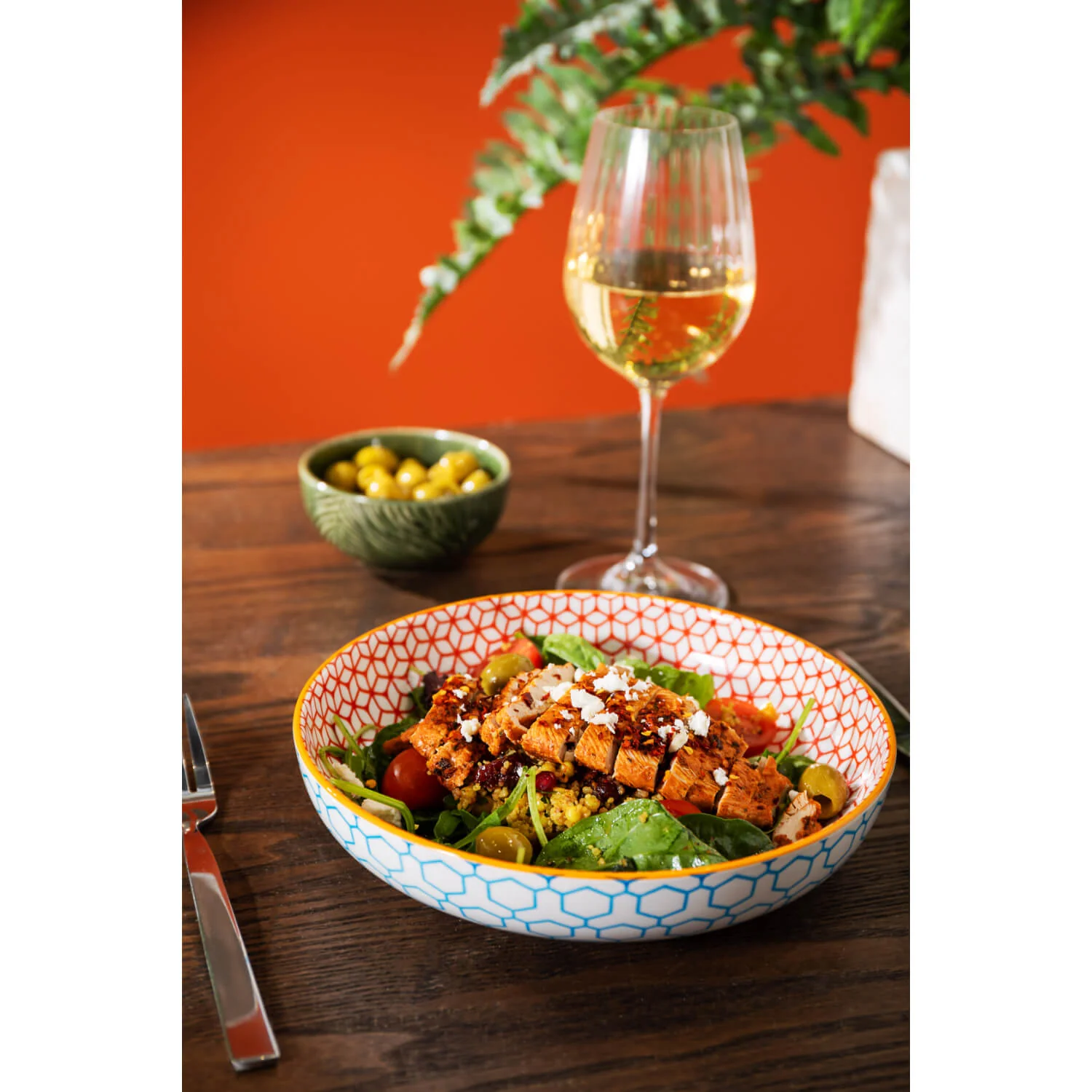 Mikasa 21cm Stoneware Pasta Bowl - Geometric Blue - Image 5