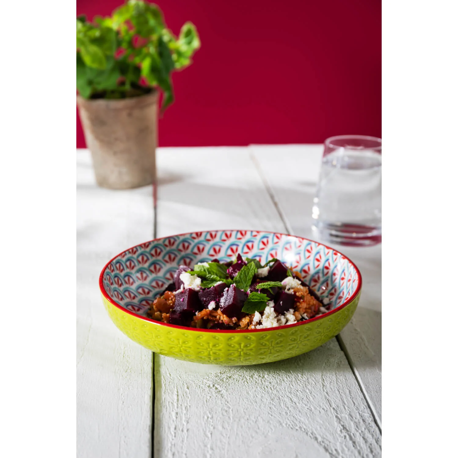 Mikasa 21cm Stoneware Pasta Bowl - Geometric Lime - Image 6