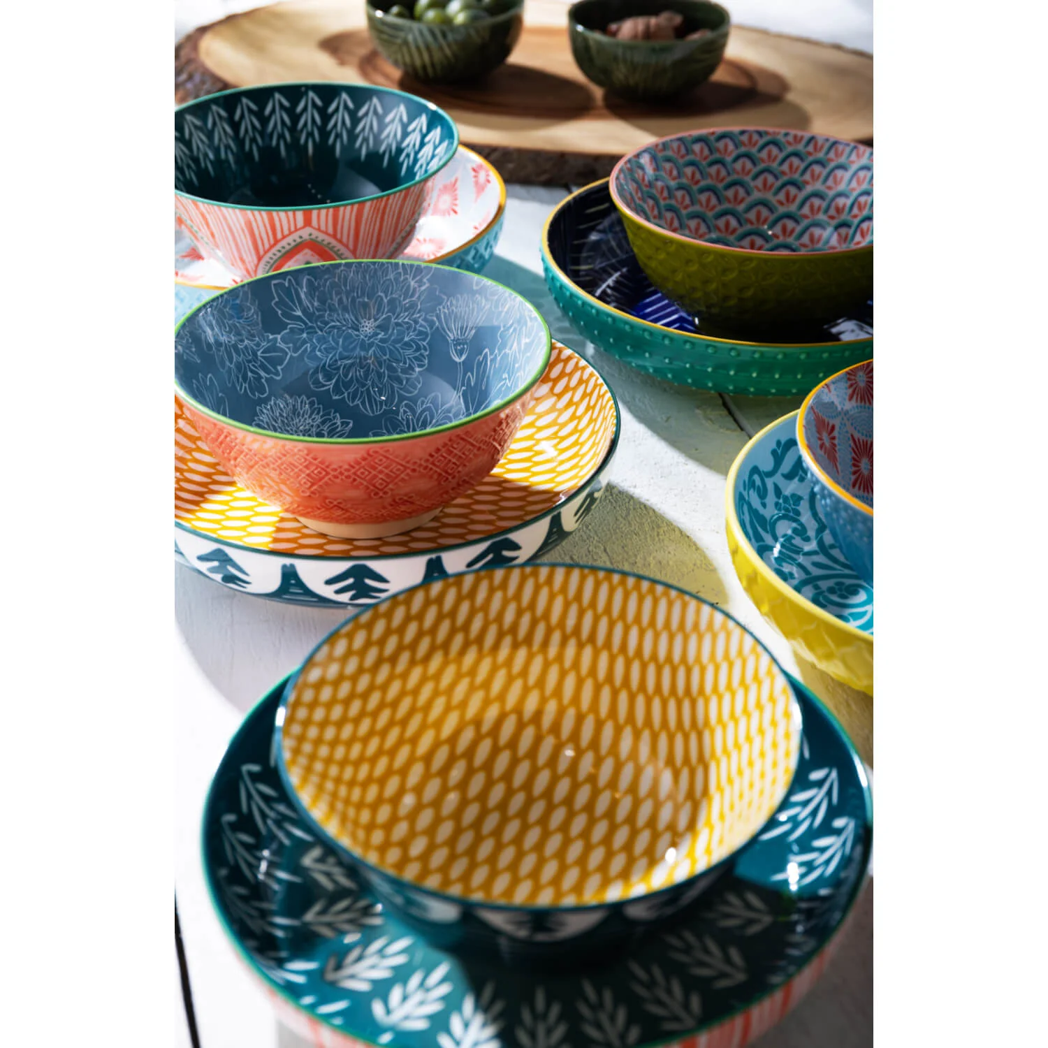 Mikasa 21cm Stoneware Pasta Bowl - Green Leaf - Image 7