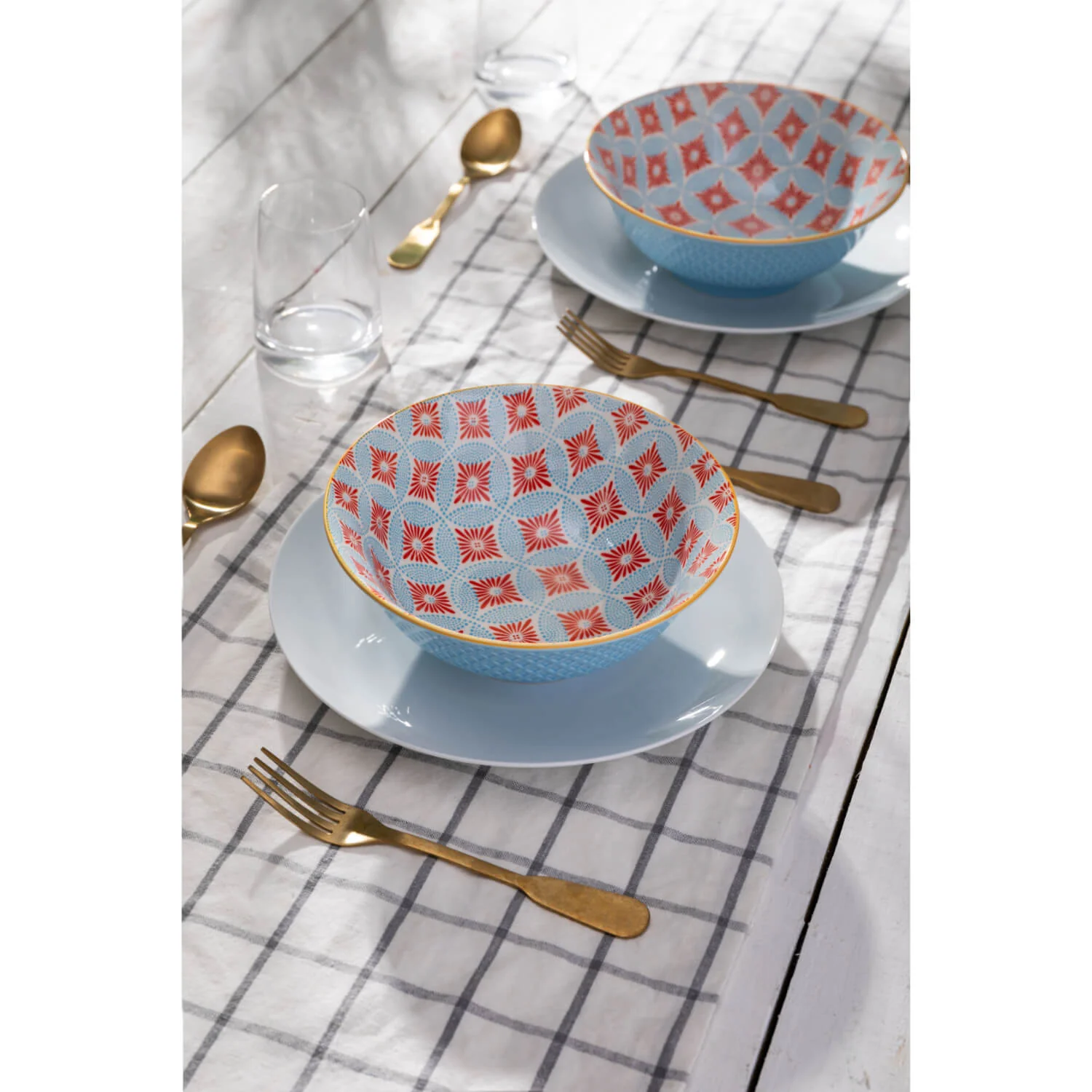 Mikasa 21cm Stoneware Ramen Bowl - Blue Mosaic - Image 7