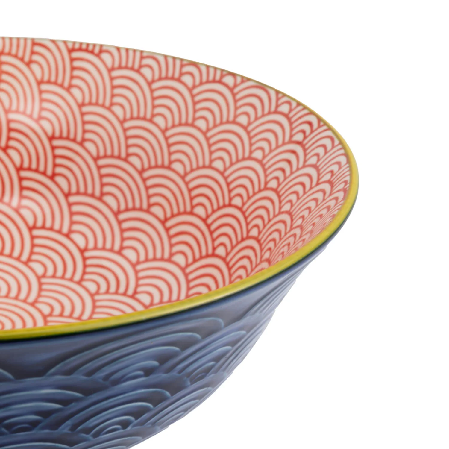 Mikasa 21cm Stoneware Ramen Bowl - Blue/Red Arc - Image 4