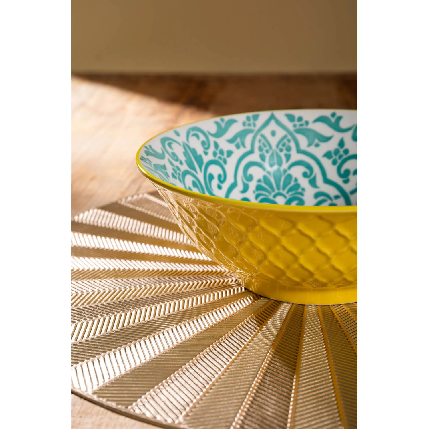 Mikasa 21cm Stoneware Ramen Bowl - Blue/Yellow Geometric - Image 8