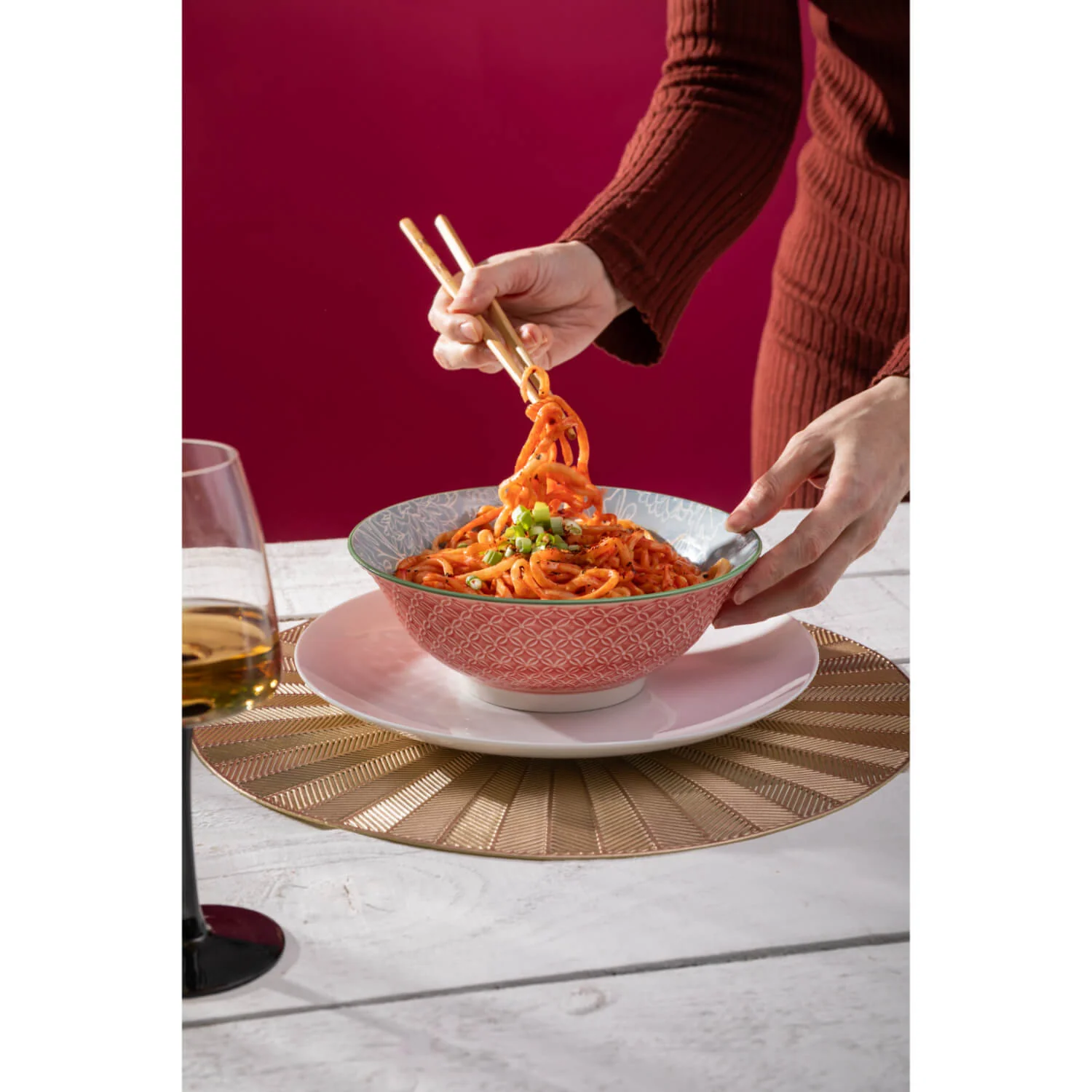 Mikasa 21cm Stoneware Ramen Bowl - Grey Floral - Image 6