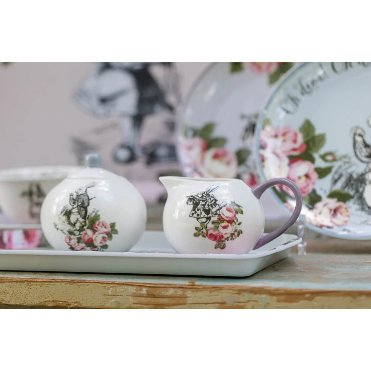 Mikasa V&A Alice In Wonderland Bone China Sugar Bowl & Creamer Set - Image 3