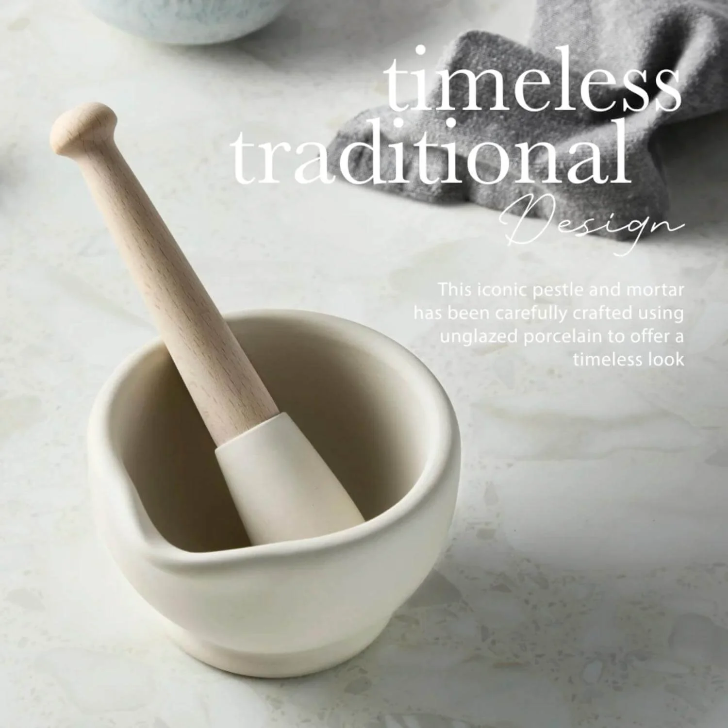 Milton Brooks Porcelain 207ml Mortar & Pestle - Size 1 - Image 2