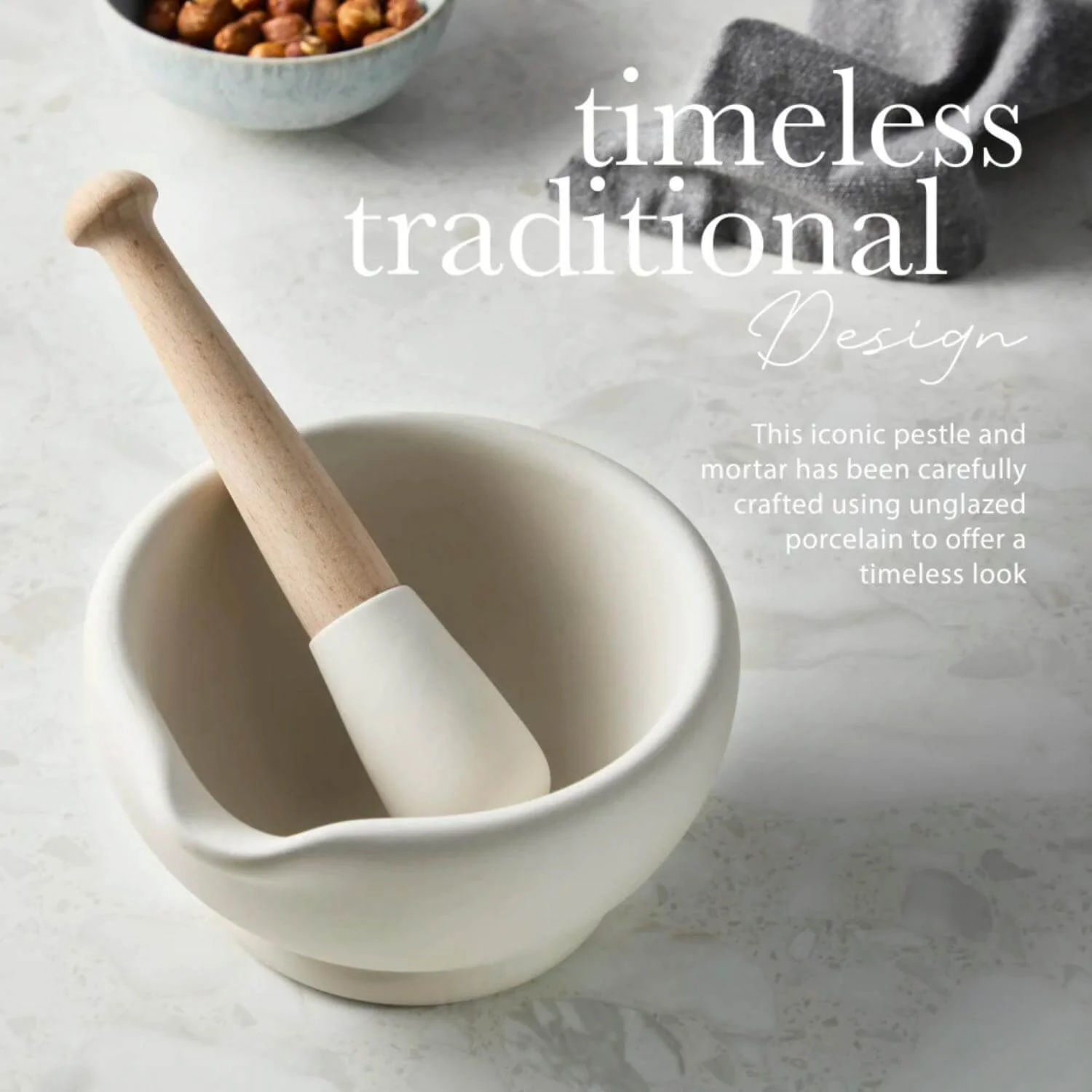 Milton Brooks Porcelain 600ml Mortar & Pestle - Size 4 - Image 2