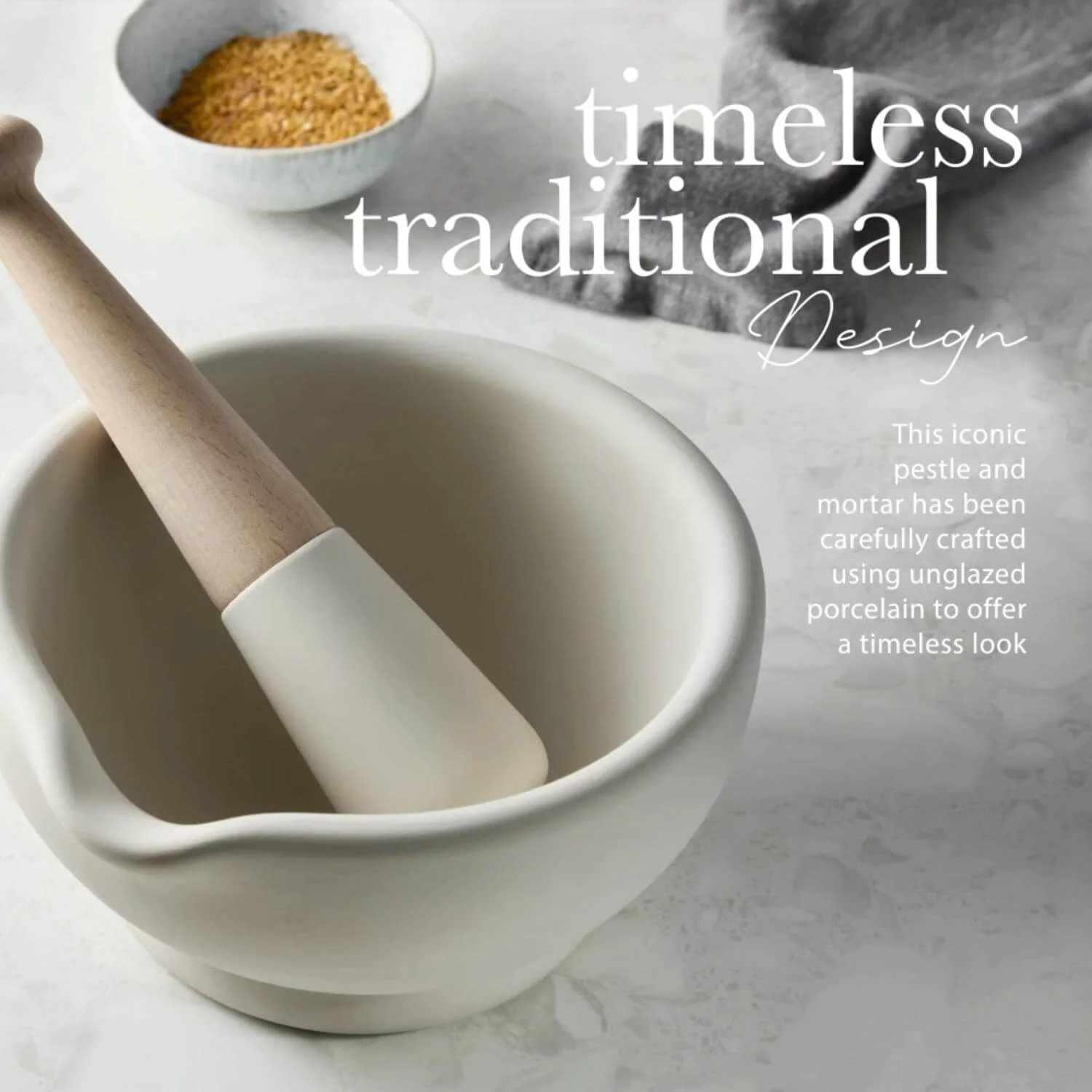 Milton Brooks Porcelain 946ml Mortar & Pestle - Size 6 - Image 3