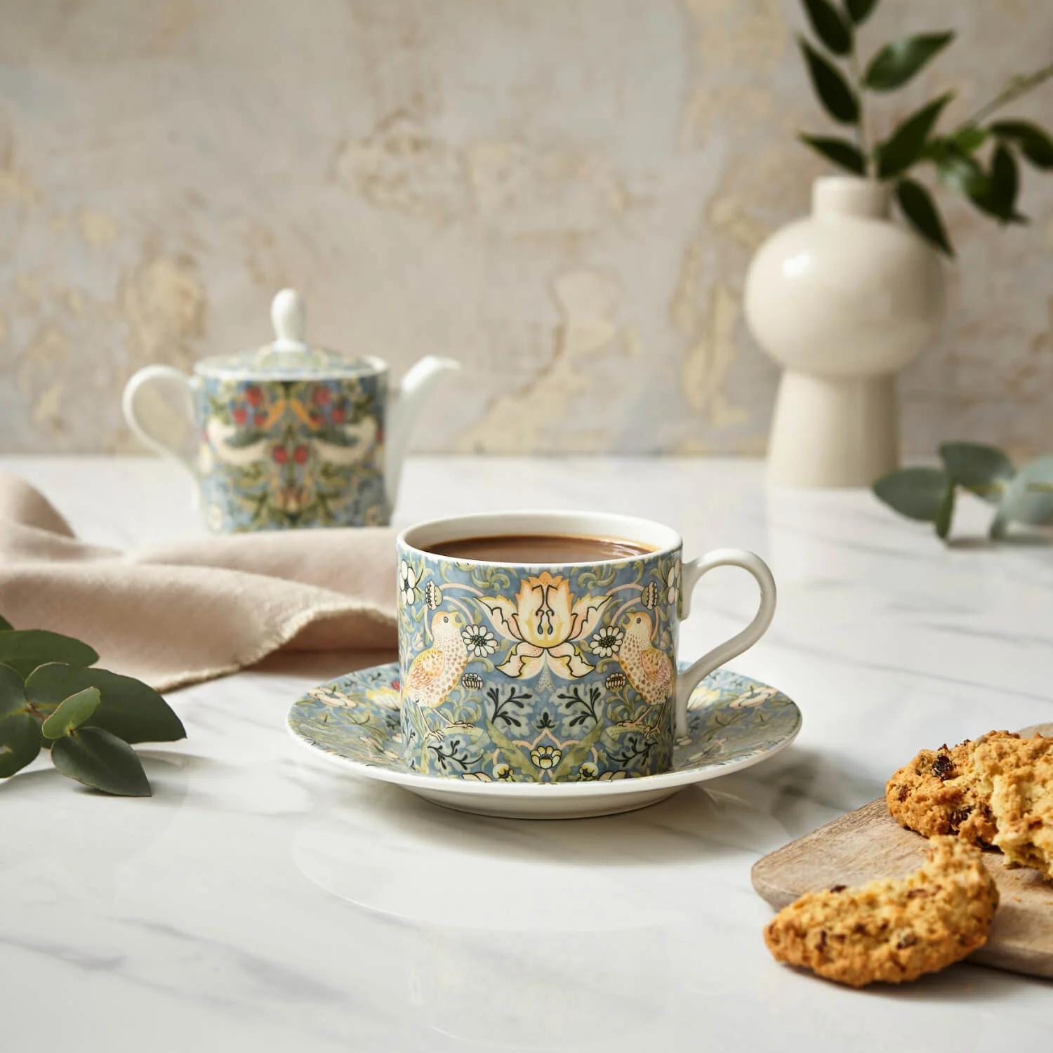 Morris & Co Porcelain Cup & Saucer - Strawberry Thief - Image 4