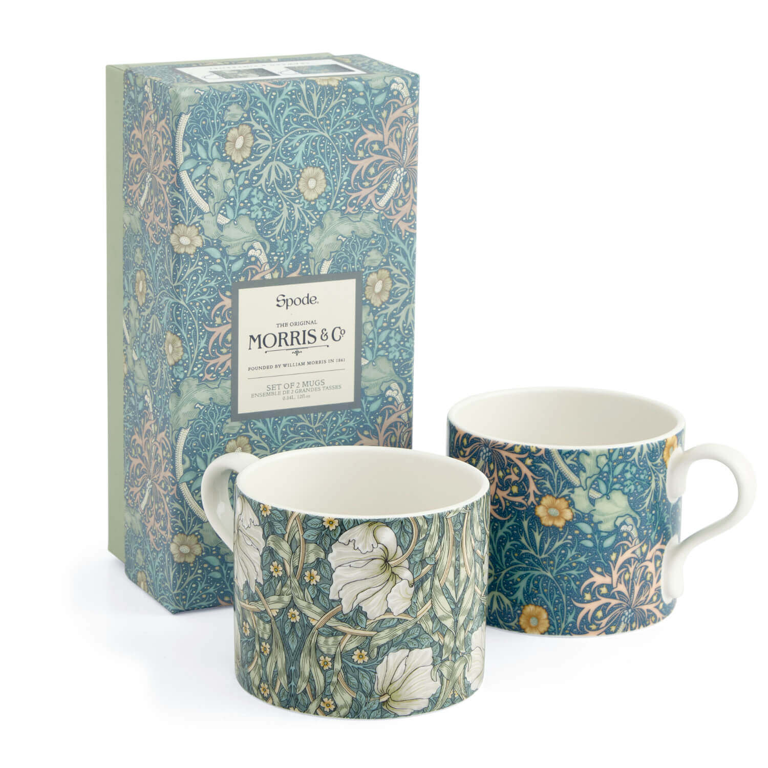 Morris & Co 2 Piece 340ml Porcelain Mug Set - Seaweed & Pimpernel - Image 5