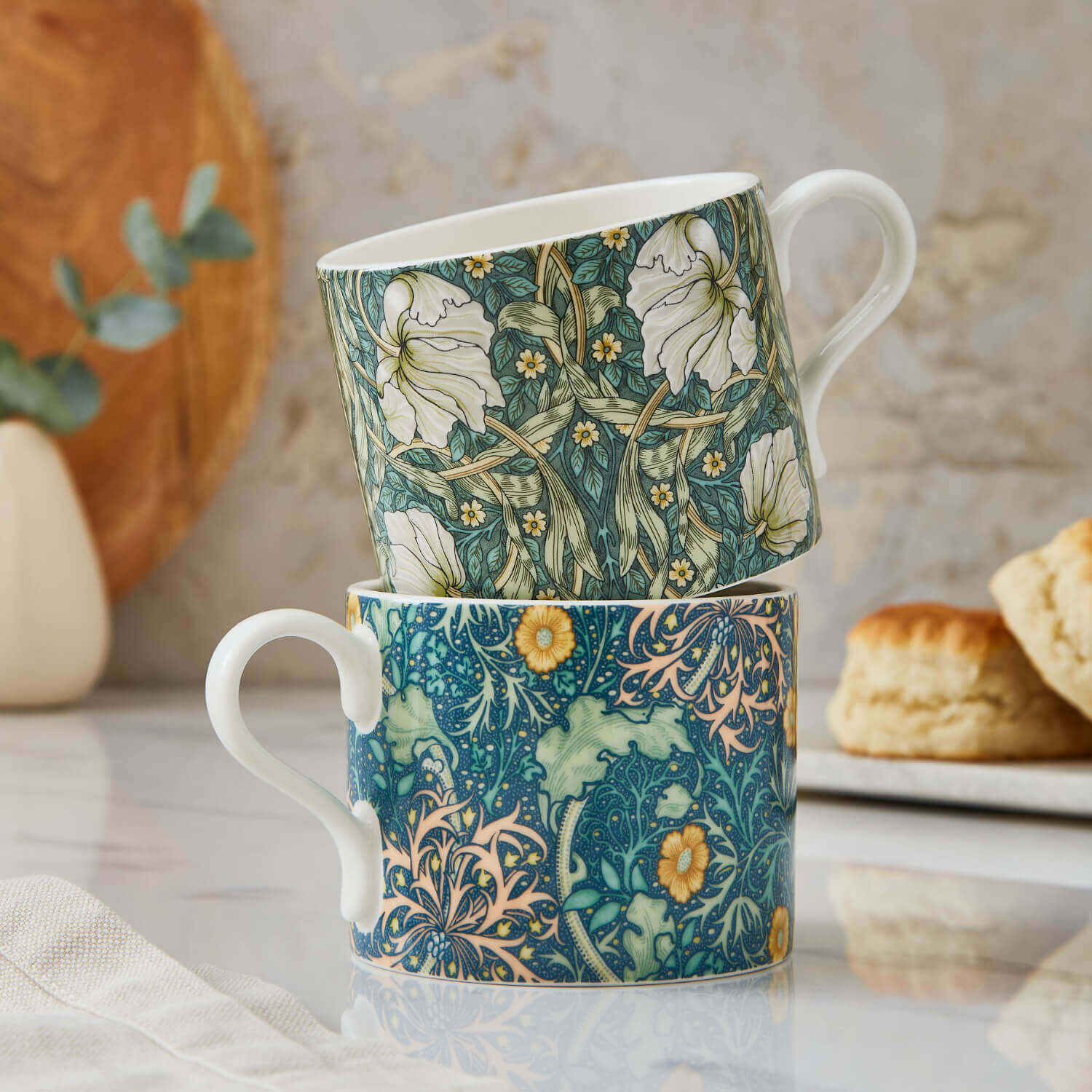 Morris & Co 2 Piece 340ml Porcelain Mug Set - Seaweed & Pimpernel - Image 7