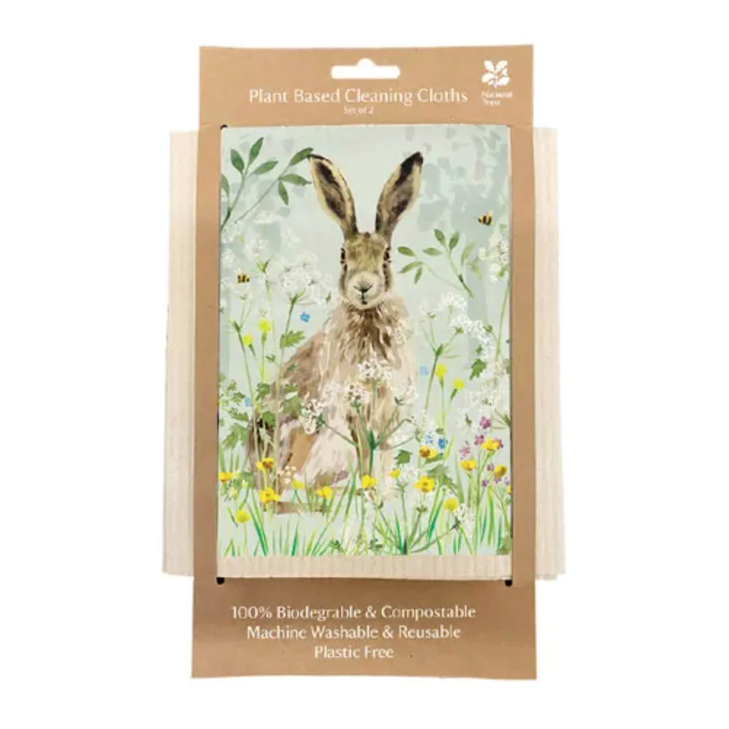 National Trust Plant Based Set Of 2 Cleaning Cloths - Hare - Image 2