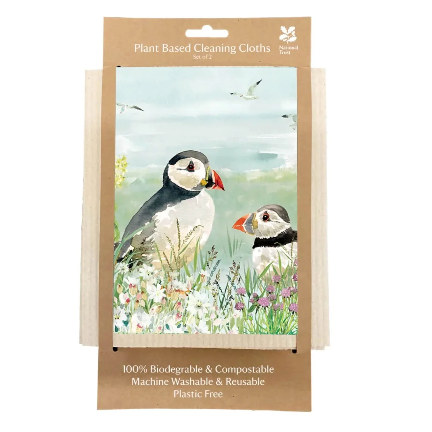 National Trust Plant Based Set Of 2 Cleaning Cloths - Puffin - Image 2