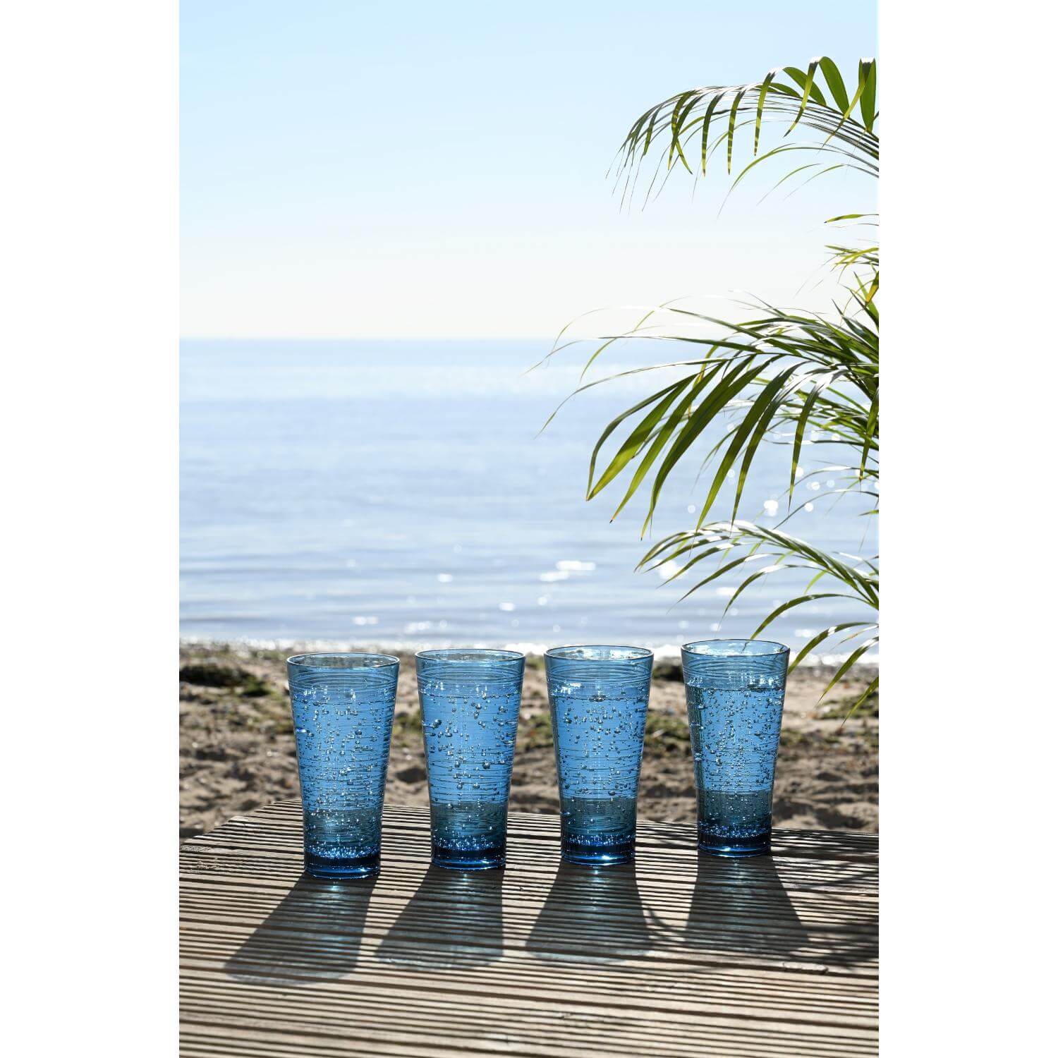 Navigate Linear Acrylic Set of 4 Hi-Ball Glasses - Blue - Image 2