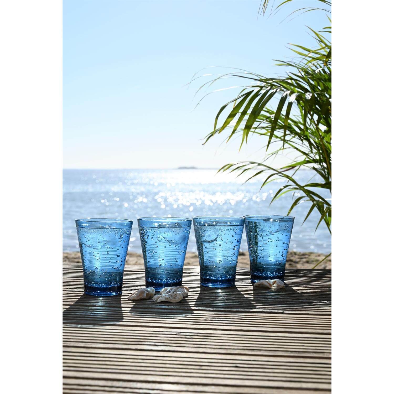 Navigate Linear Acrylic Set of 4 Tumbler Glasses - Blue - Image 2