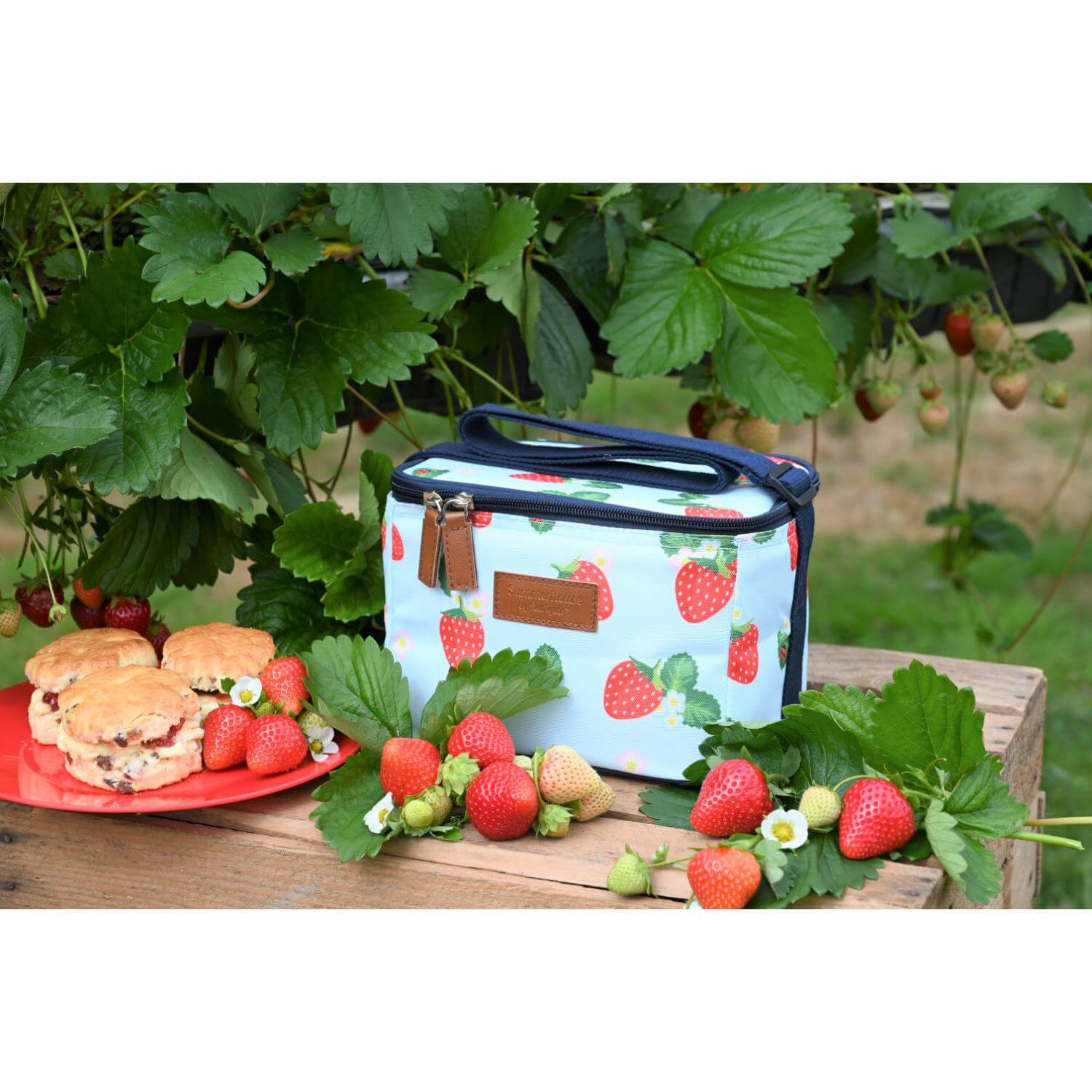 Navigate Strawberries & Cream Personal Insulated Cool Bag - Aqua - Image 2