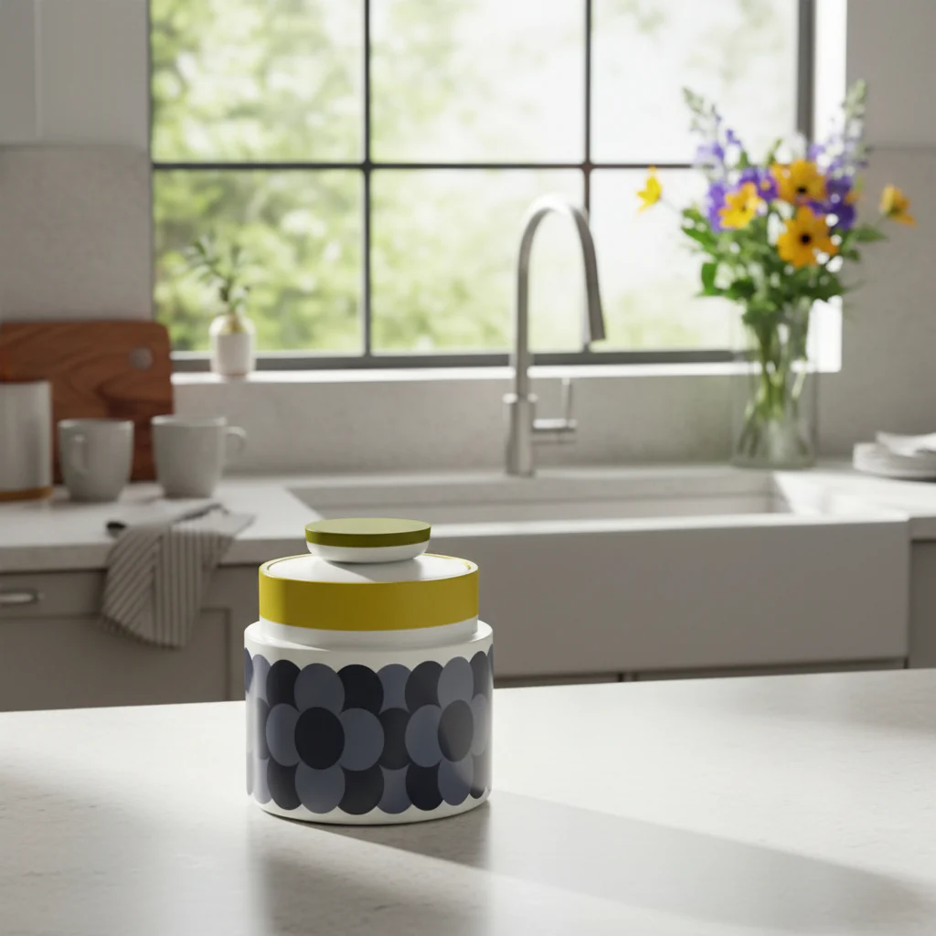 Orla Kiely 12cm Retro Stripe Storage Jar - Yellow - Image 2