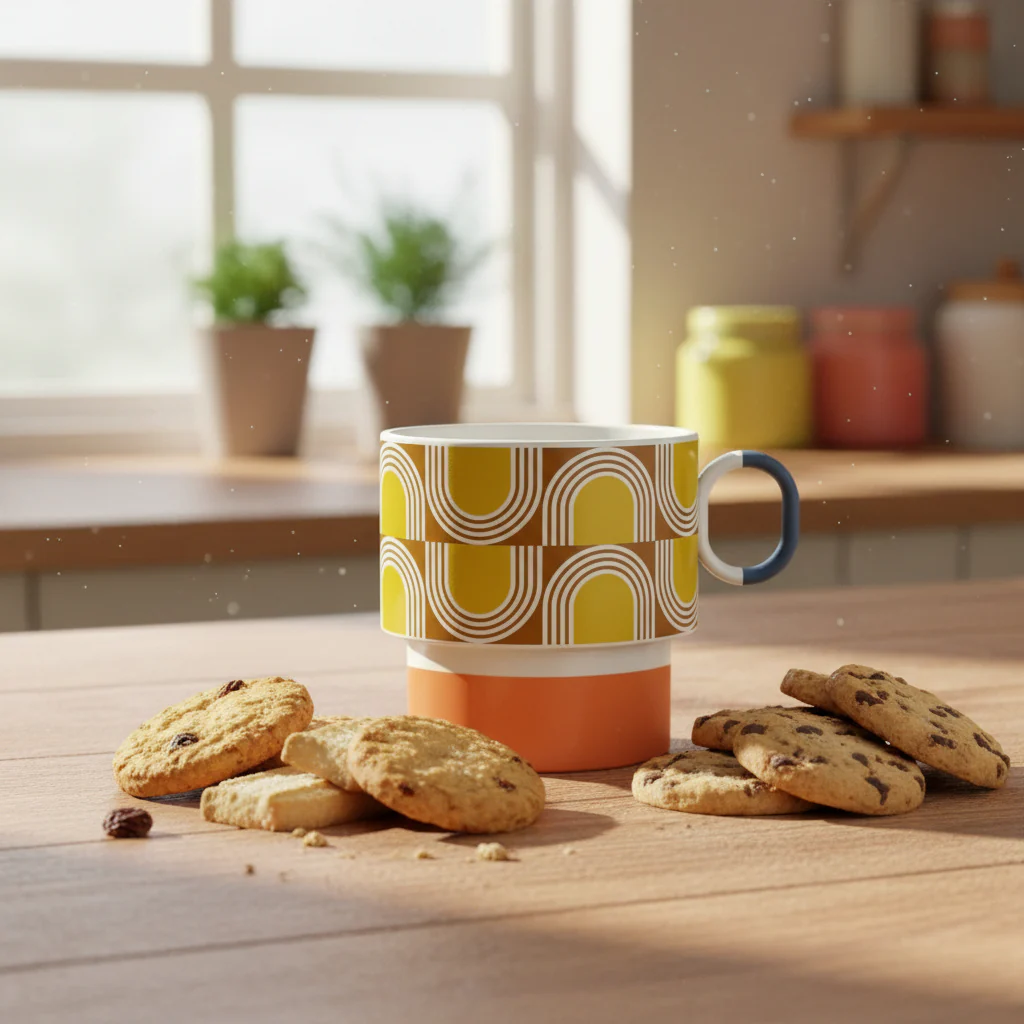Orla Kiely 275ml Aura Stacking Mug - Orange - Image 2