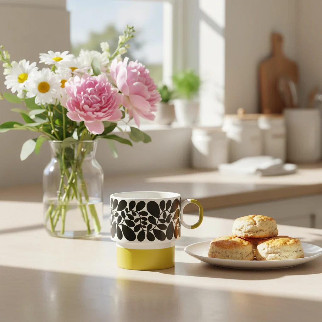 Orla Kiely 275ml Sycamore Stripe Stacking Mug - Yellow - Image 2