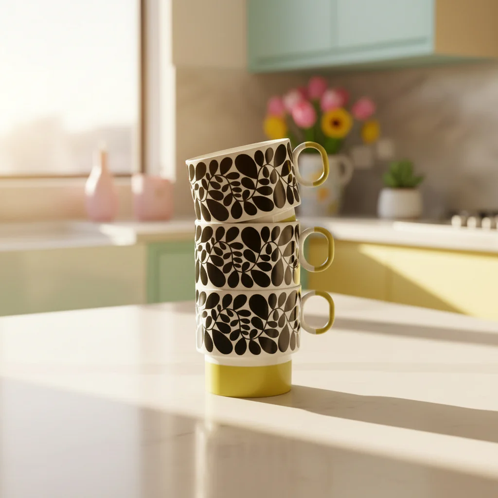 Orla Kiely 275ml Sycamore Stripe Stacking Mug - Yellow - Image 4