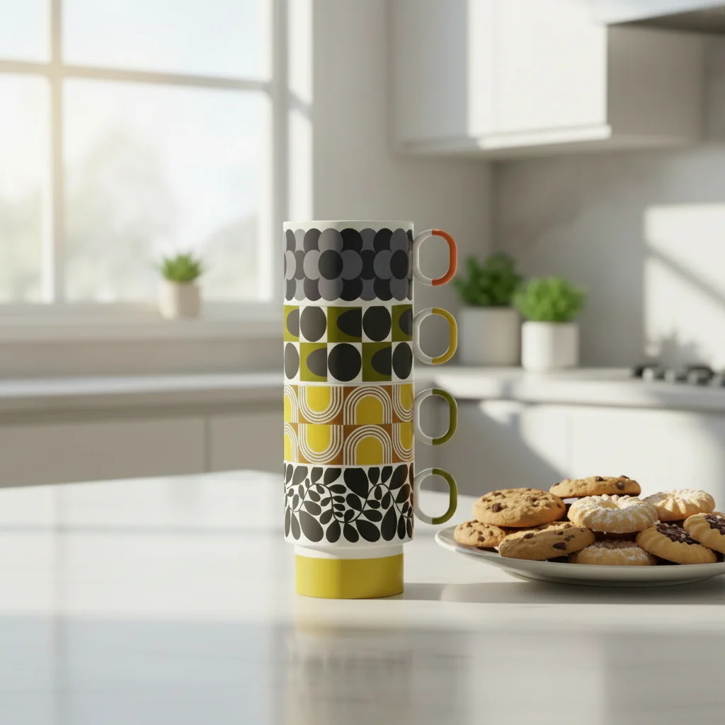 Orla Kiely 275ml Aura Stacking Mug - Orange - Image 5