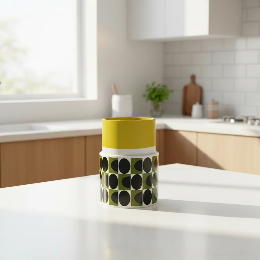Orla Kiely Spot Square Oval Utensil Pot - Yellow - Image 2