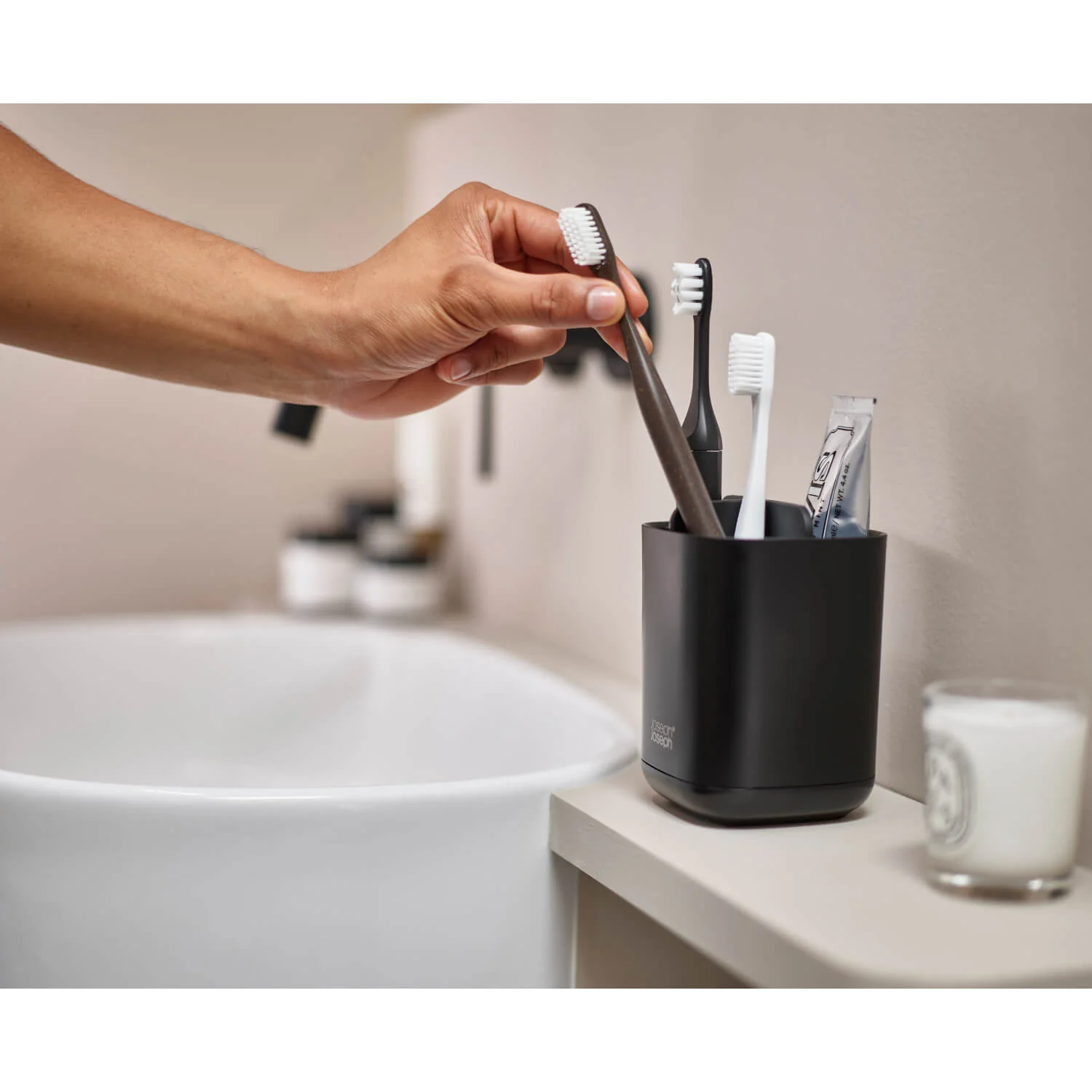 Joseph Joseph EasyStore Small Toothbrush Caddy - Matt Black - Image 7