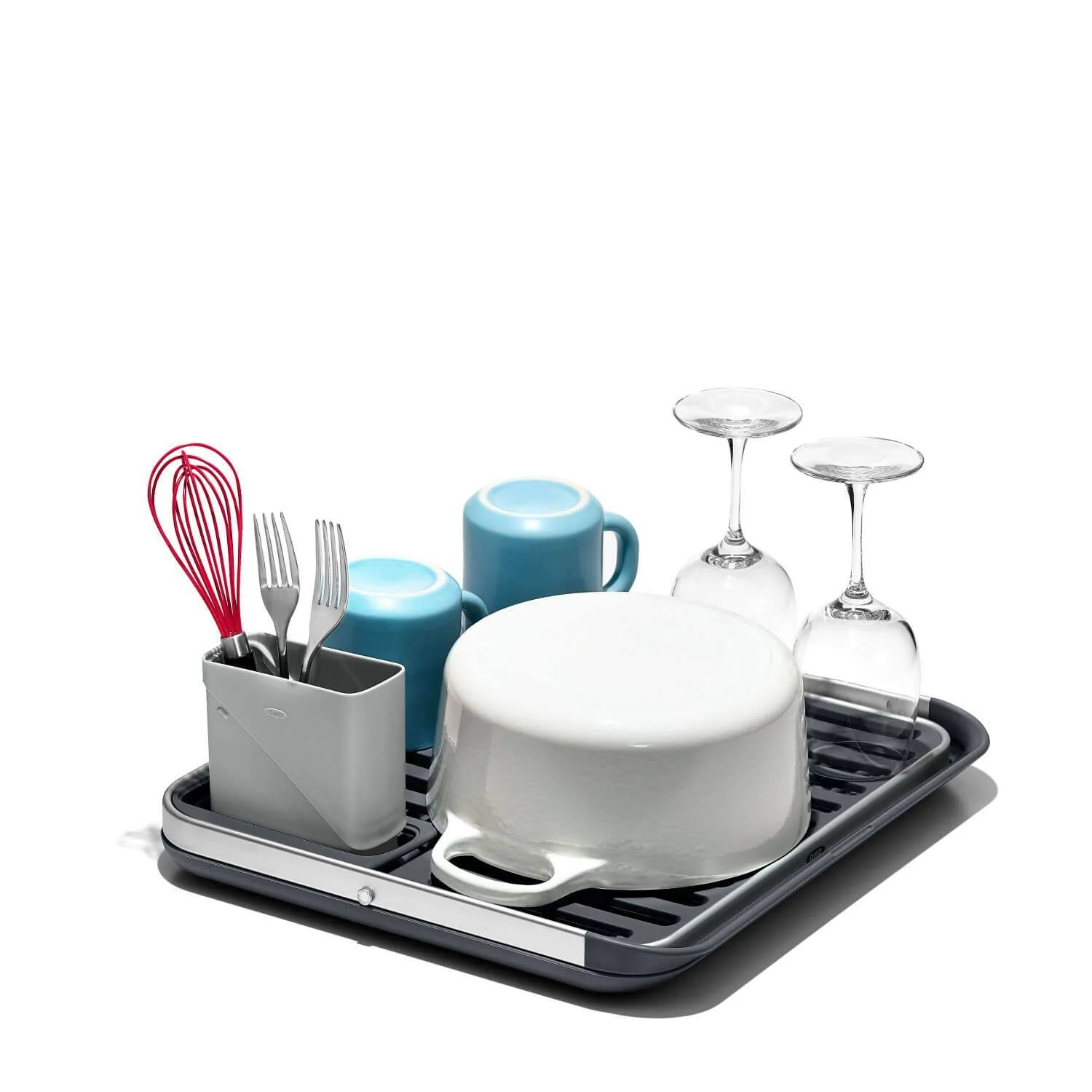 OXO Good Grips Aluminium Fold Flat Dish Rack - Grey - Image 8