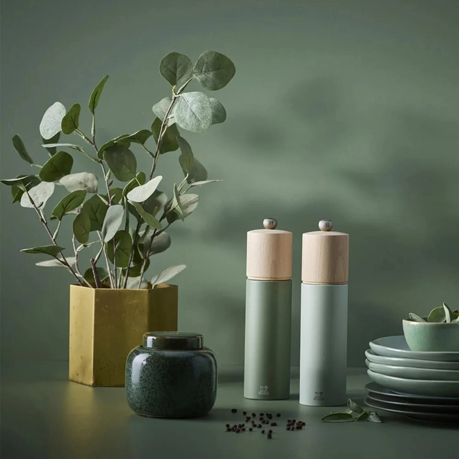 Peugeot Boreal 21cm Beech Salt Mill - Sage Green - Image 6