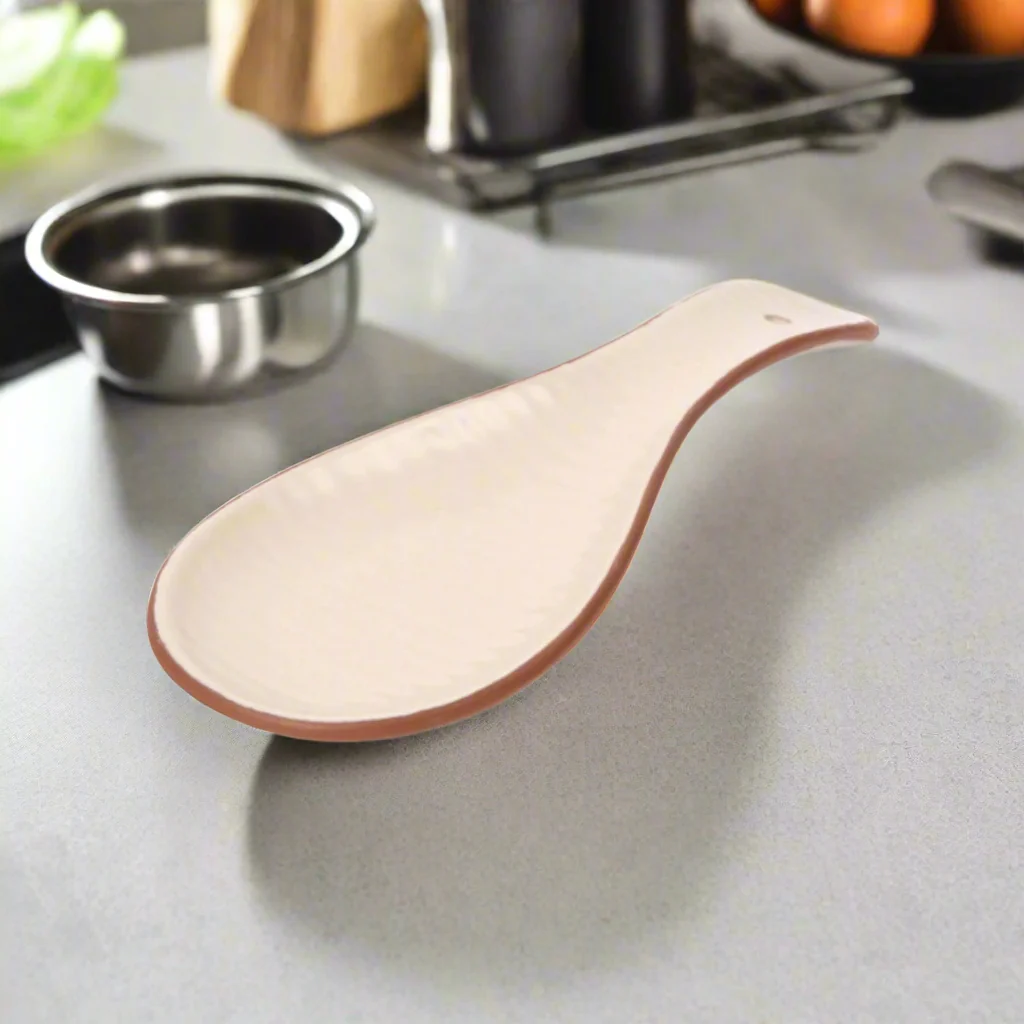 Porto Terracotta Ribbed Spoon Rest - Stone - Image 2