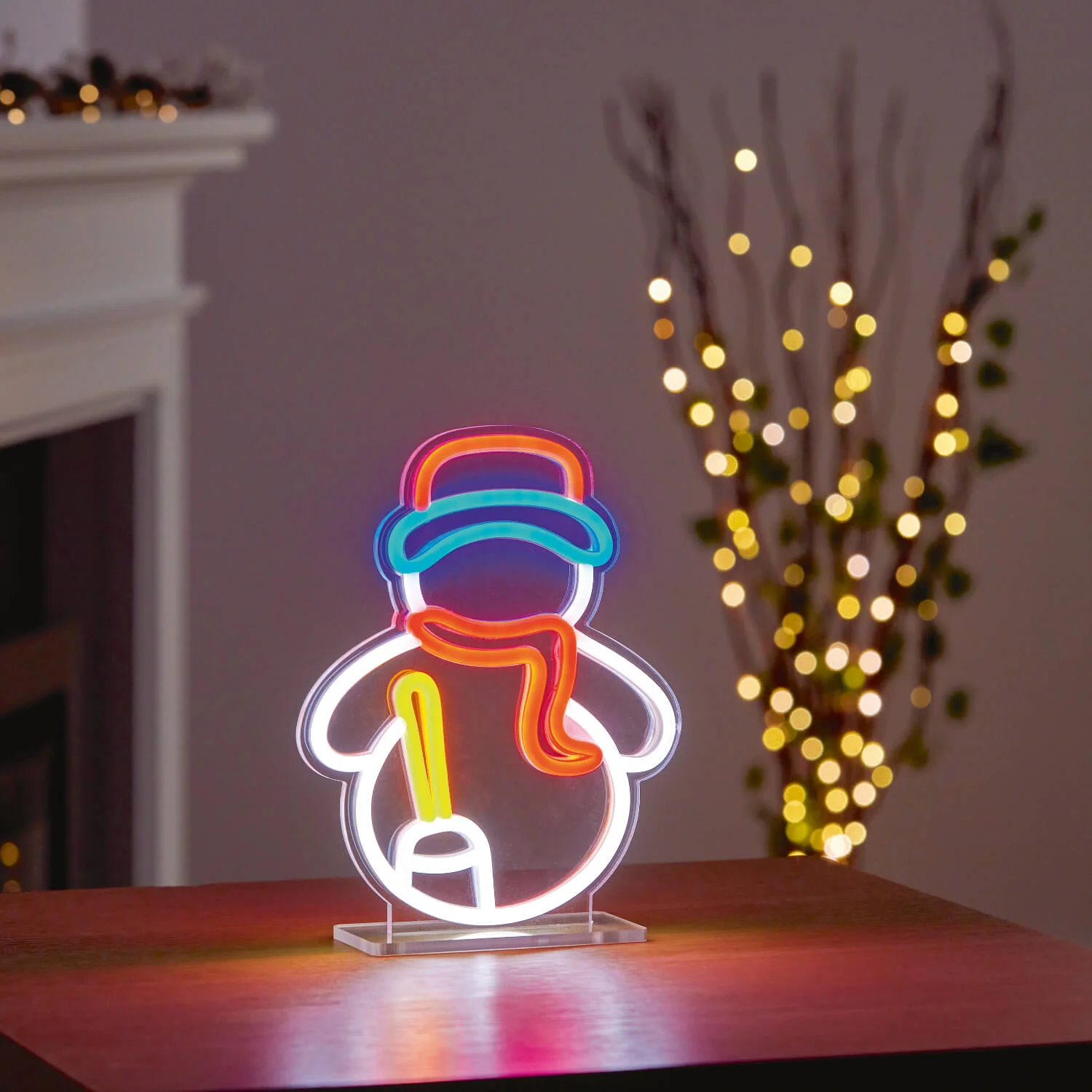 Premier 25cm LED Table Top Neon Decorative Sign - Snowman - Image 3
