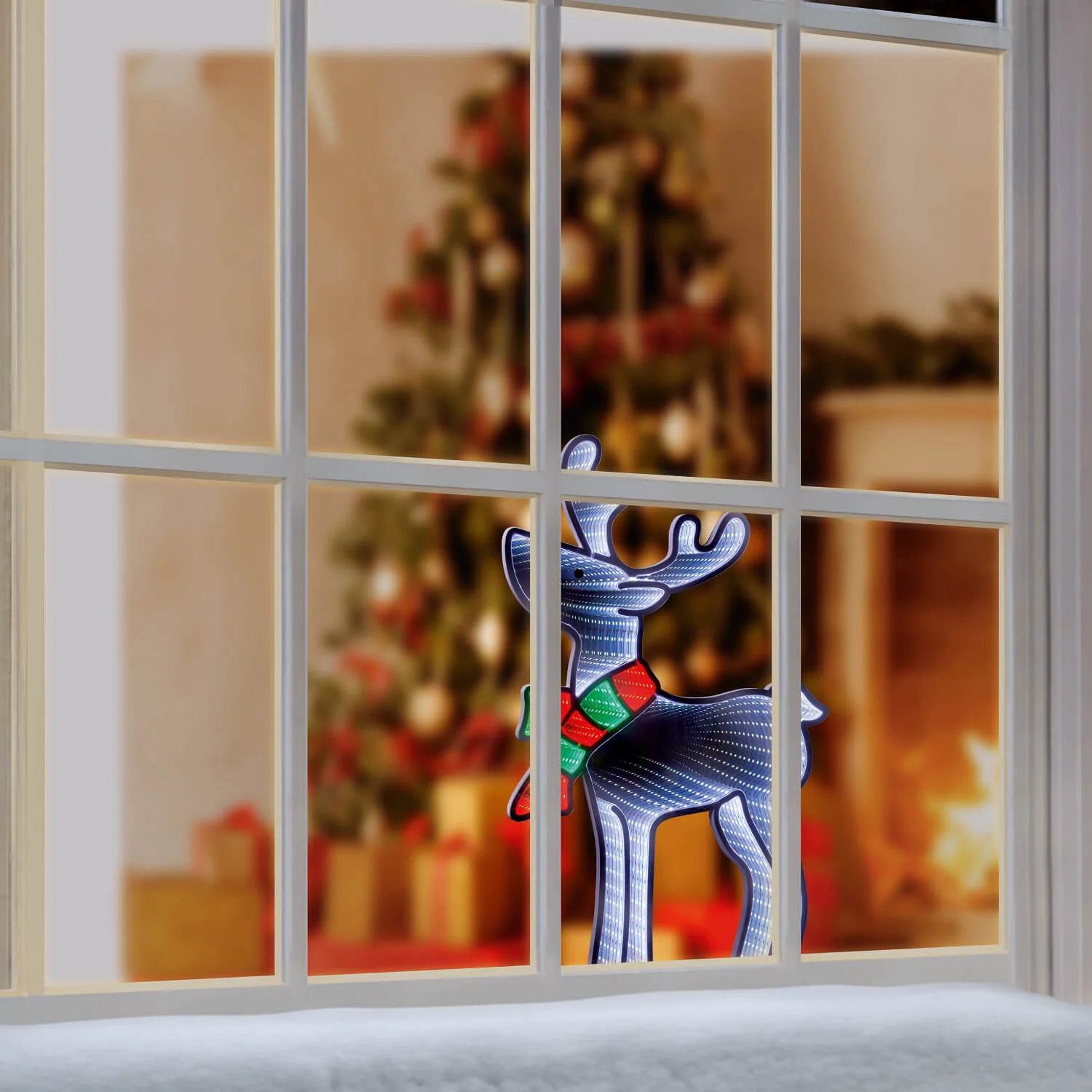 Premier 59.5cm LED Infinity Mirror - Reindeer With Scarf - Image 4