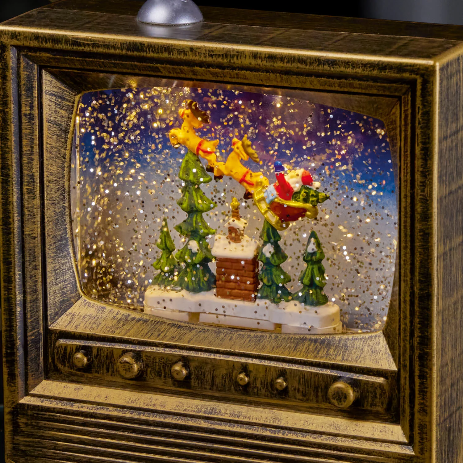 Premier Christmas 22cm Glitter Water Spinner - Antique Gold TV - Image 3