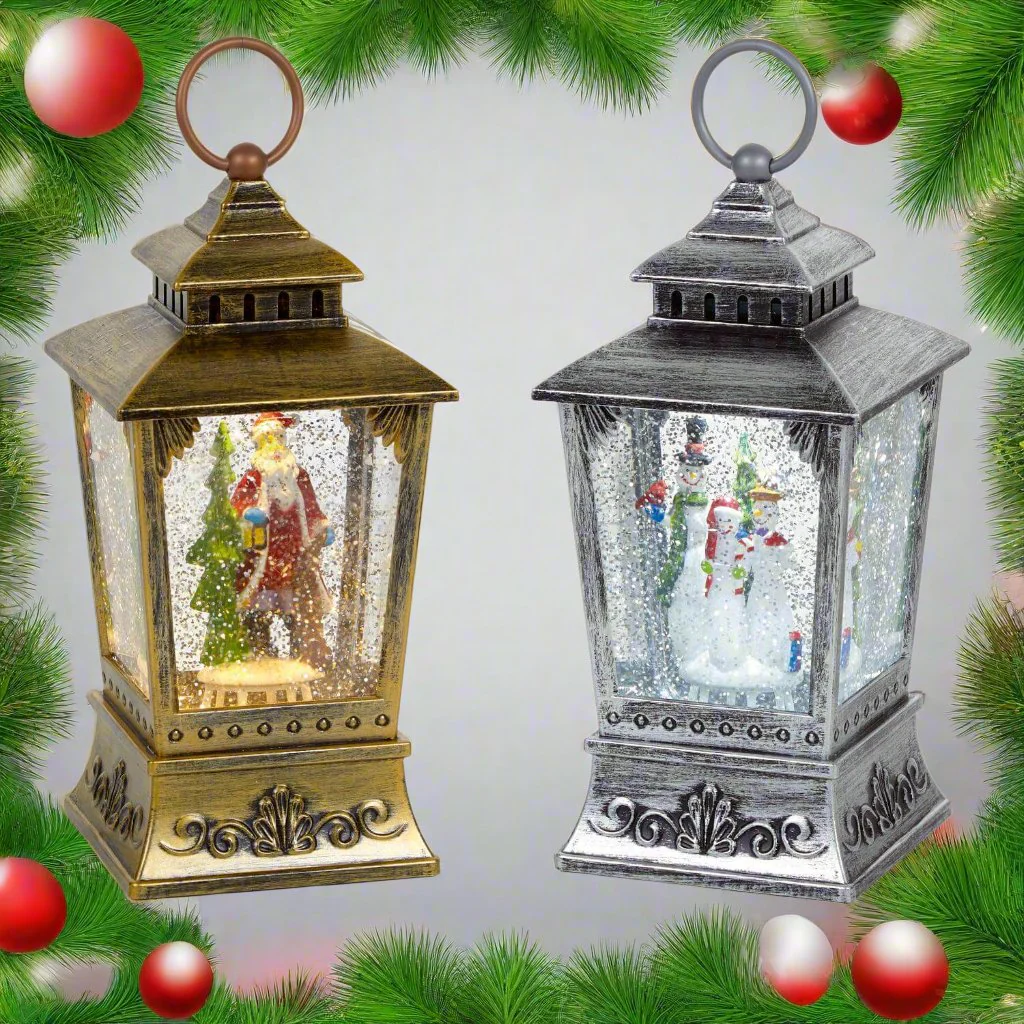 Premier Christmas 24cm Glitter Water Spinner - Antique Trapezoid Lantern - Assorted - Image 2