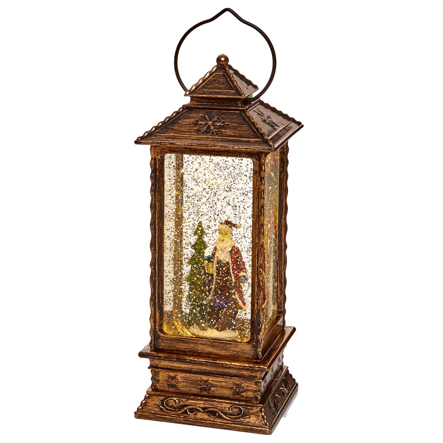 Premier Christmas 27cm Warm White Glitter Water Spinner - Antique Lantern - Assorted - Image 2