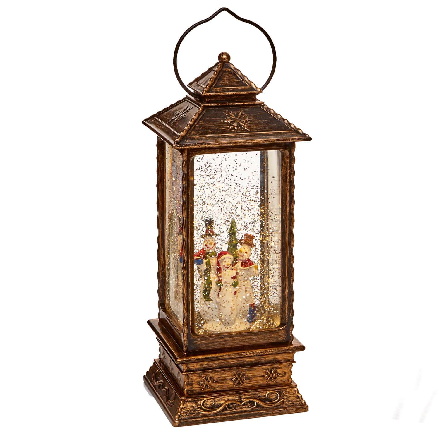 Premier Christmas 27cm Warm White Glitter Water Spinner - Antique Lantern - Assorted - Image 3