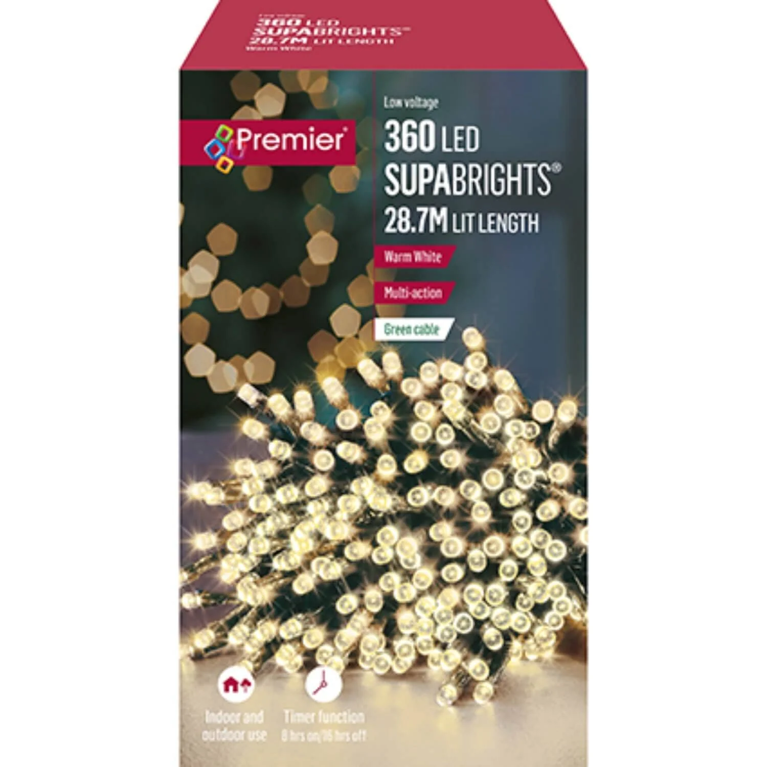 Premier Christmas Supa Brights 28.7 Metre 360 LED Lights - Warm White