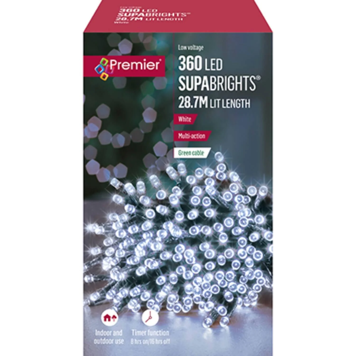 Premier Christmas Supa Brights 28.7 Metre 360 LED Lights - White