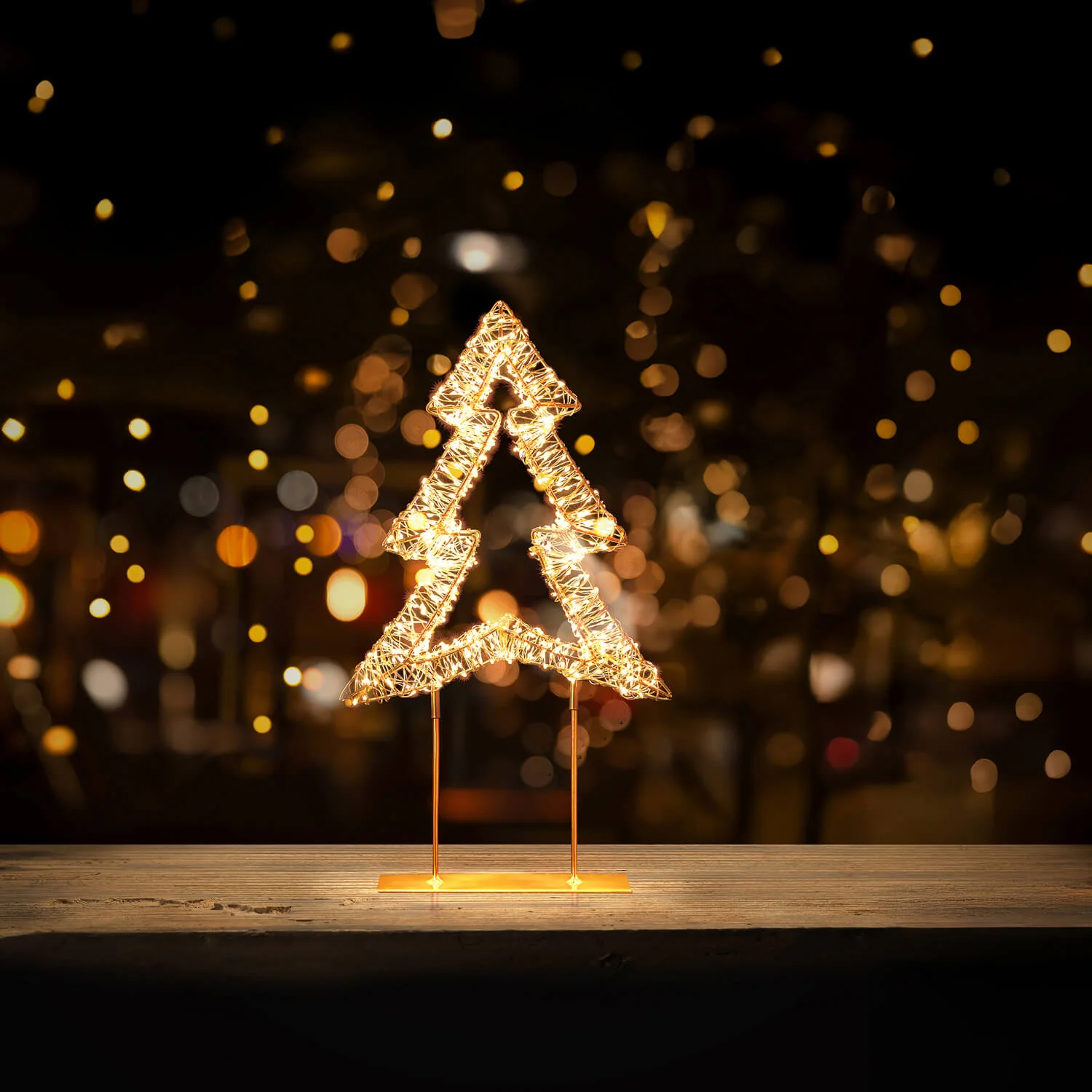 Premier Lit 45cm 720 LED Rose Gold Table Top Christmas Tree With Timer - Warm White - Image 3