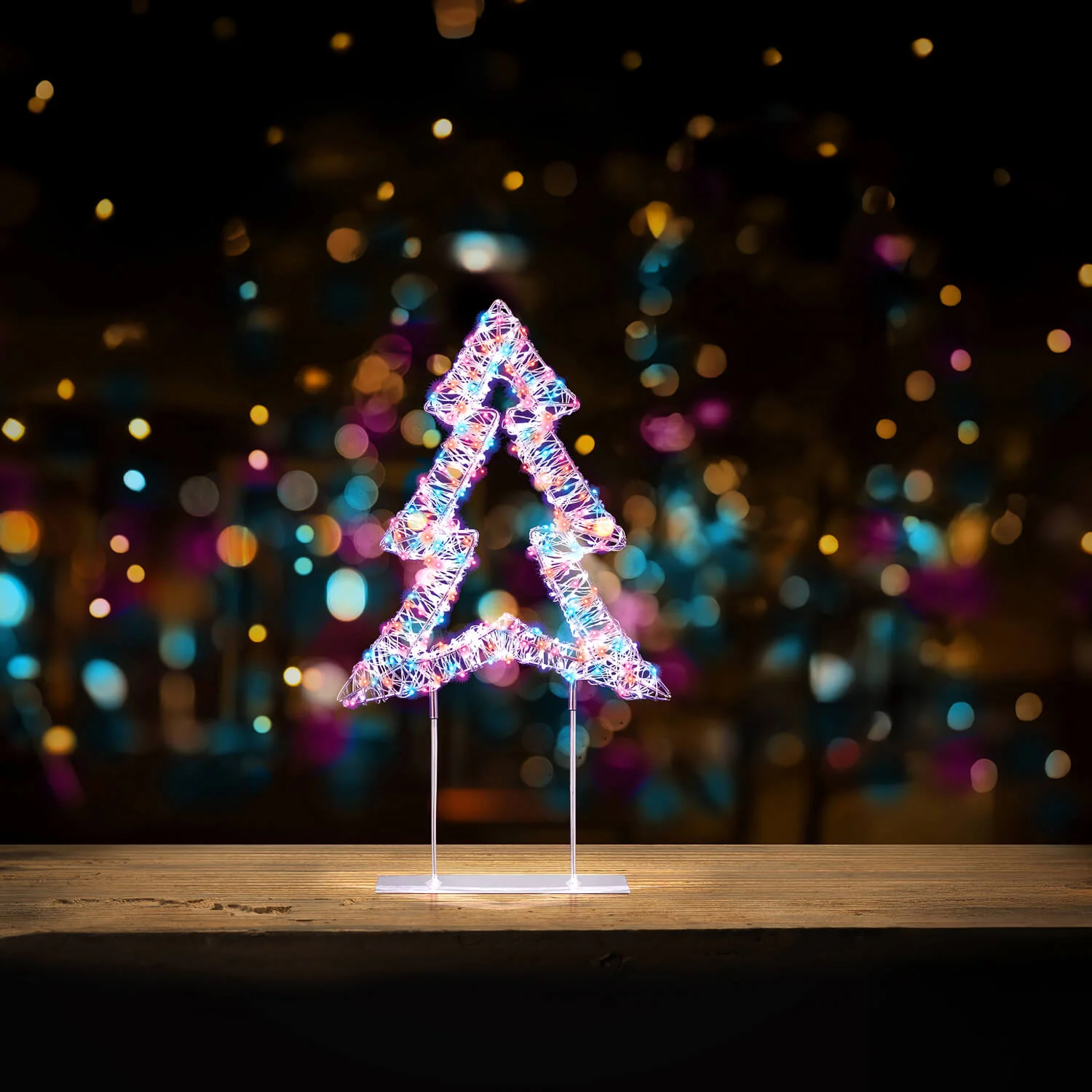 Premier Lit 45cm 720 LED White Table Top Christmas Tree With Timer - Rainbow - Image 3